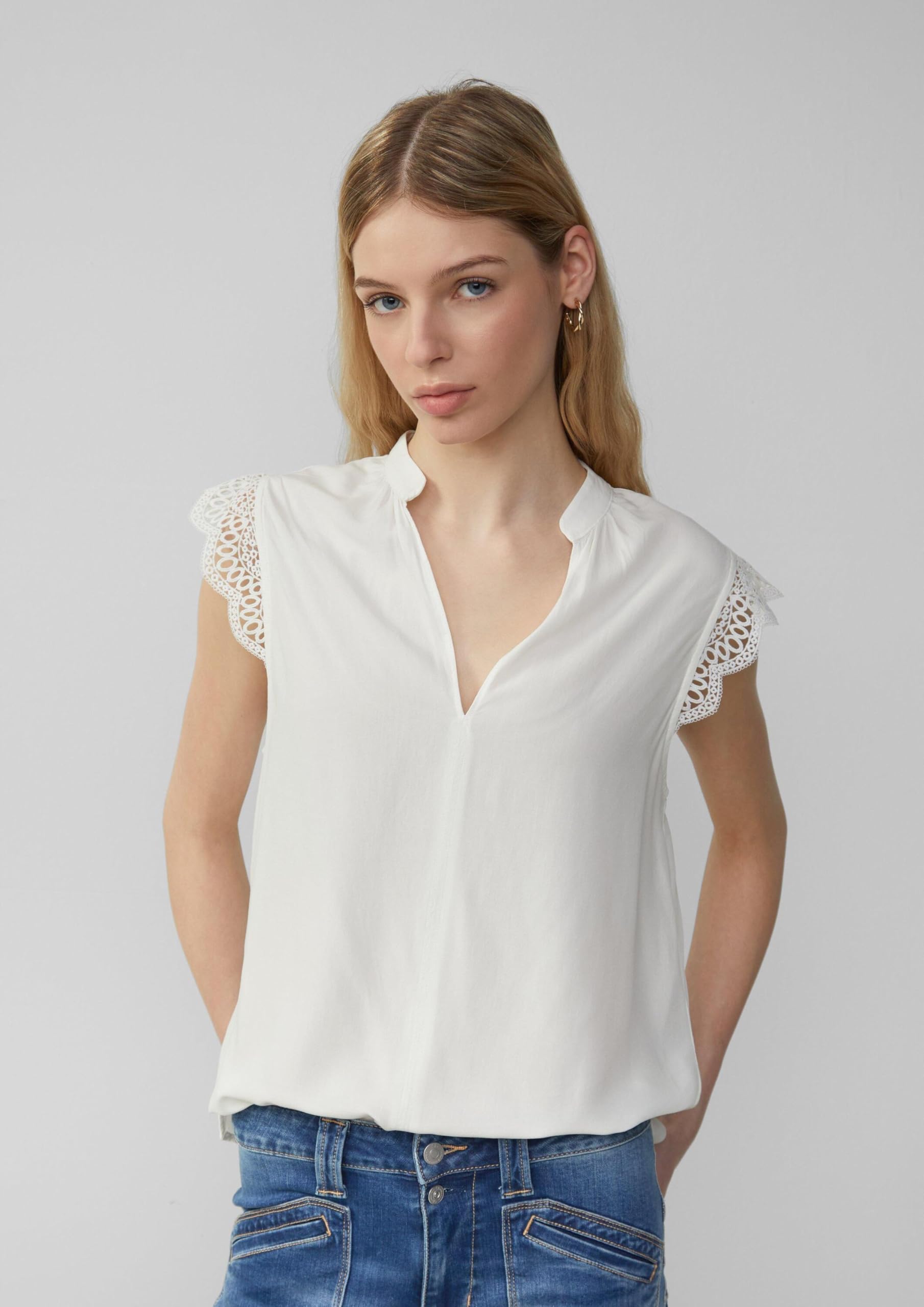 s.Oliver QS 2162739 Bluse Spitze Größe 40 Schwarz