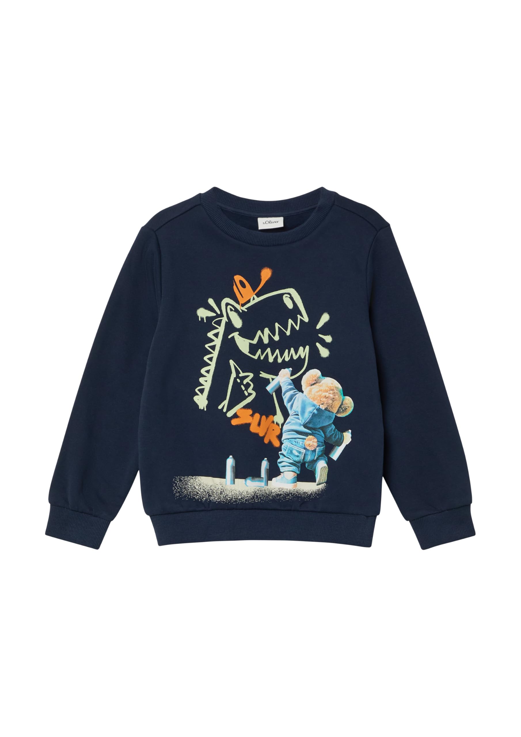 s.Oliver RED LABEL Sweatshirt Fotoprint navy kuschelig