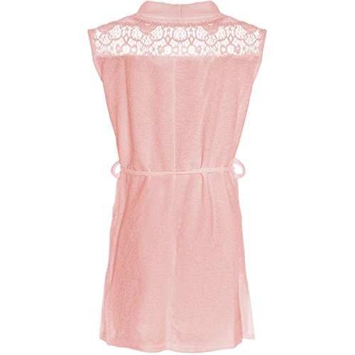 BEZLIT Mädchen Cardigan ärmellos Spitze Weste Weiß leicht