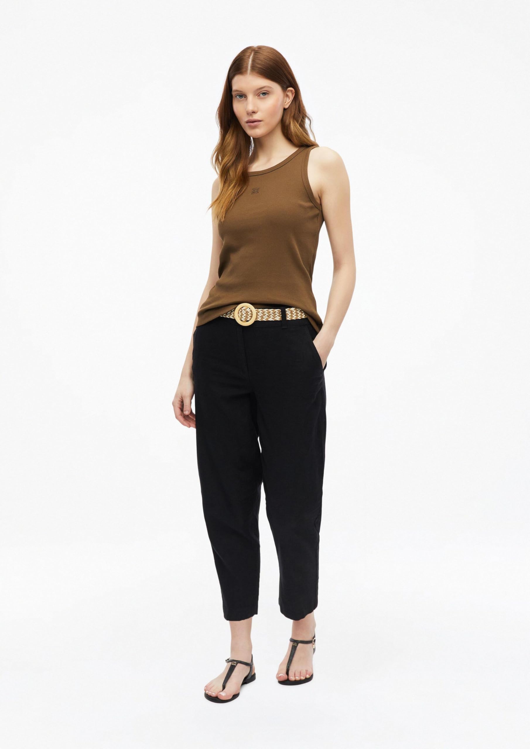 s.Oliver RED LABEL Cropped Chino mit Gürtel Hose Beige 40