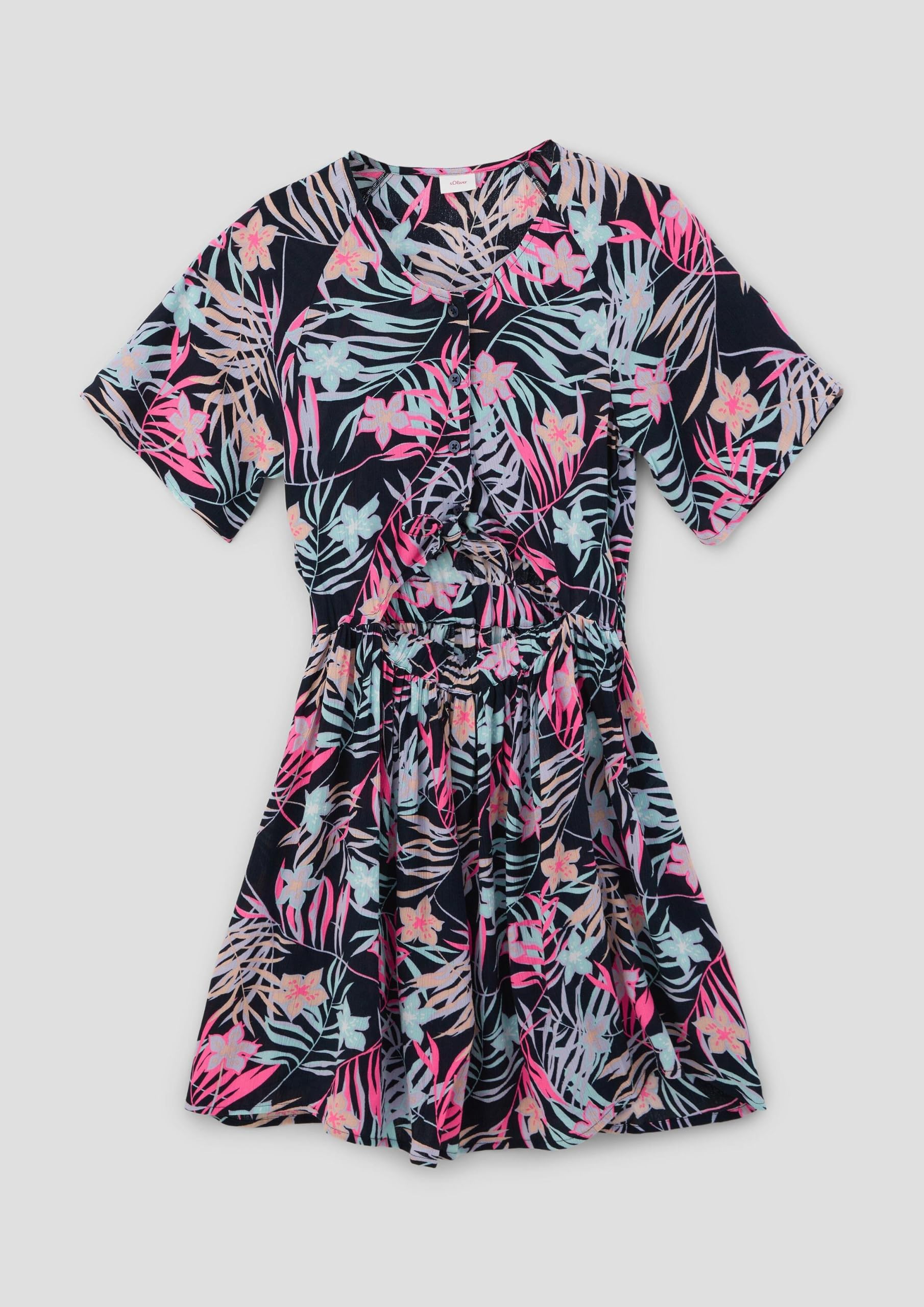 s.Oliver Junior Viskose-Kleid Knoten Gr. 158 Alloverprint