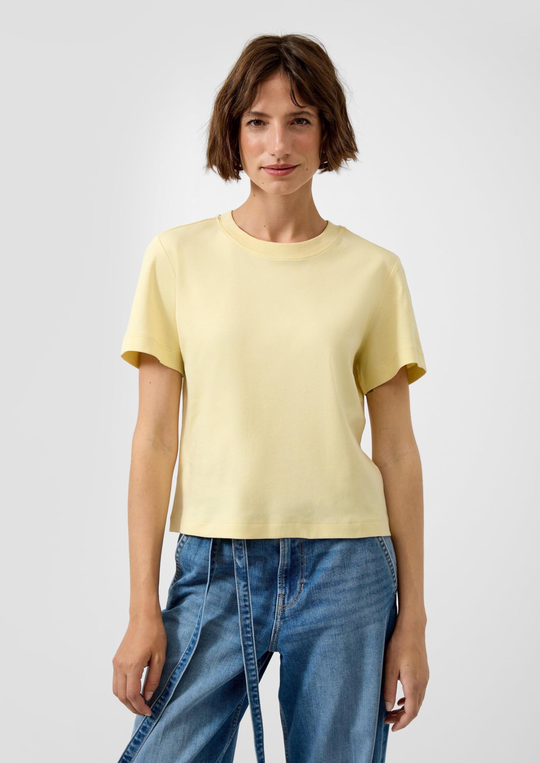 s.Oliver Verkürztes T-Shirt Interlockjersey weiß