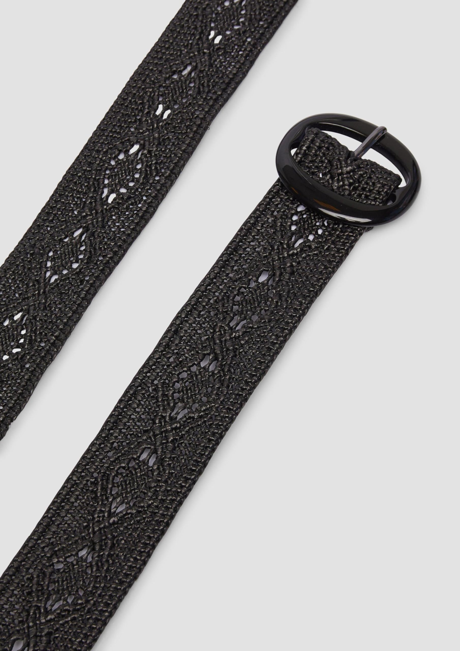 s.Oliver Junior Textilgürtel Raffia schwarz Dornschließe