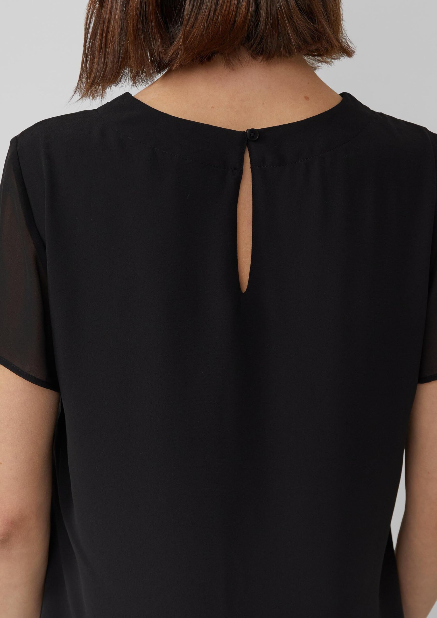s.Oliver Chiffon-Bluse Kurzarm Gr. 38 mit Raffung