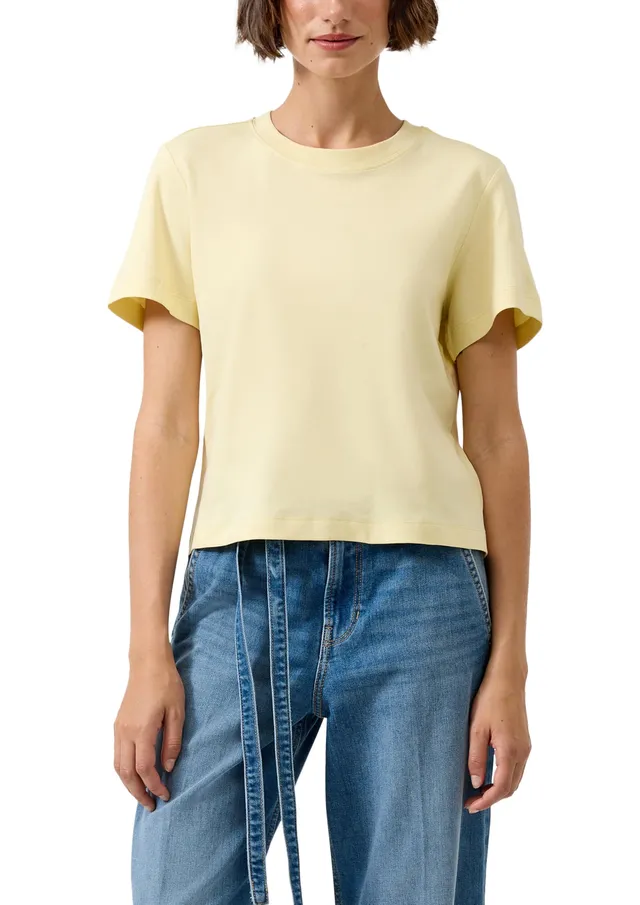 s.Oliver Verkürztes T-Shirt Interlockjersey weiß