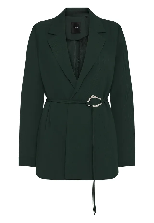 zero Longblazer strukturiert Bindedetail Blazer 40 Green Forest