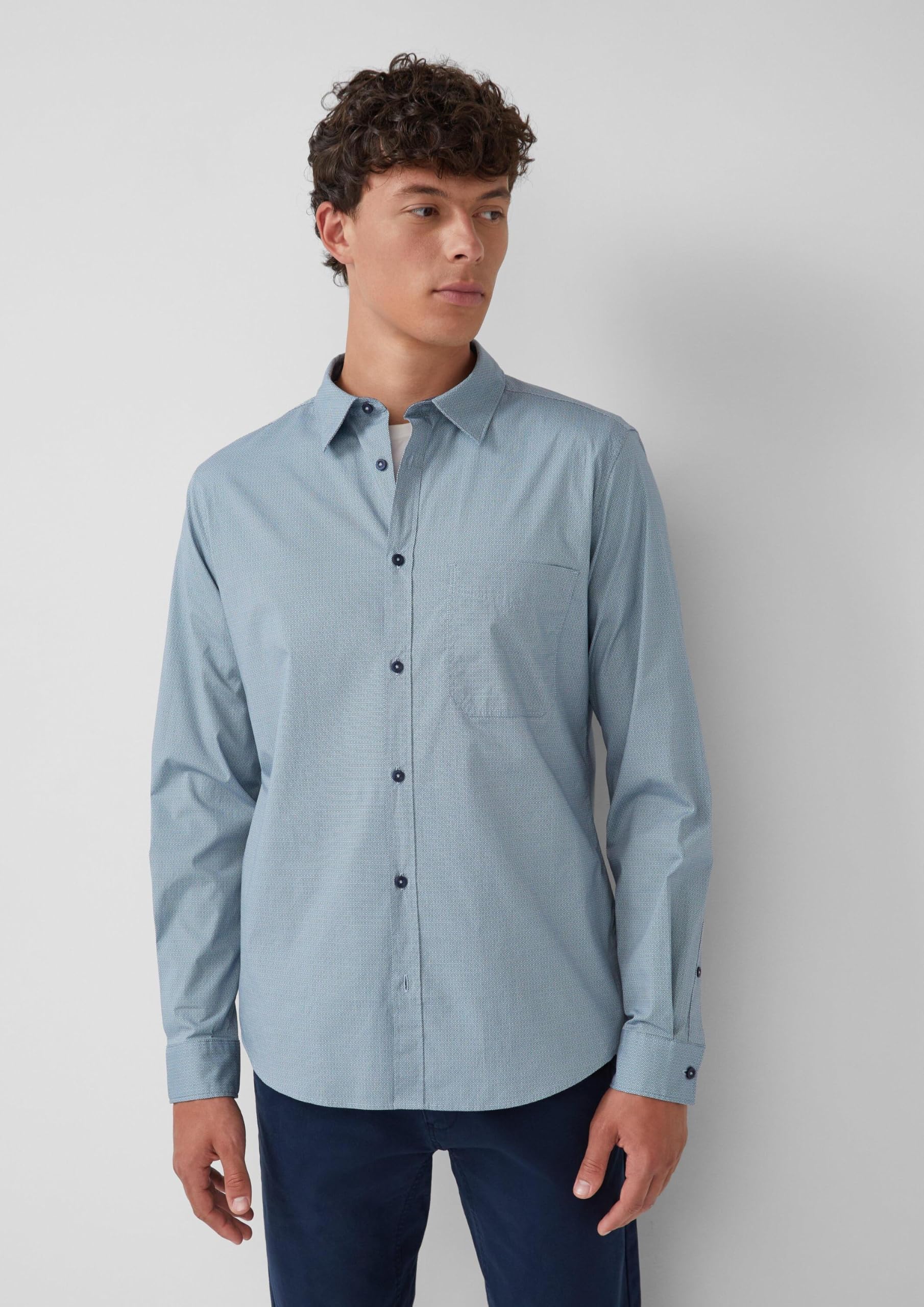 s.Oliver Slim Fit Hemd Herren hellblau Baumwolle