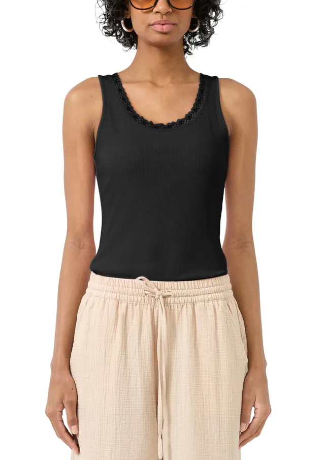 s.Oliver Junior Ripp-Top Spitze Schwarz