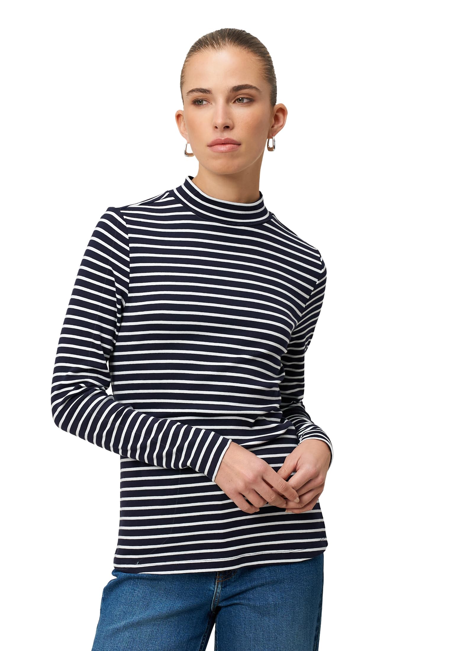 zero Ringelshirt Stehkragen Damen Dark Blue Gr. 38