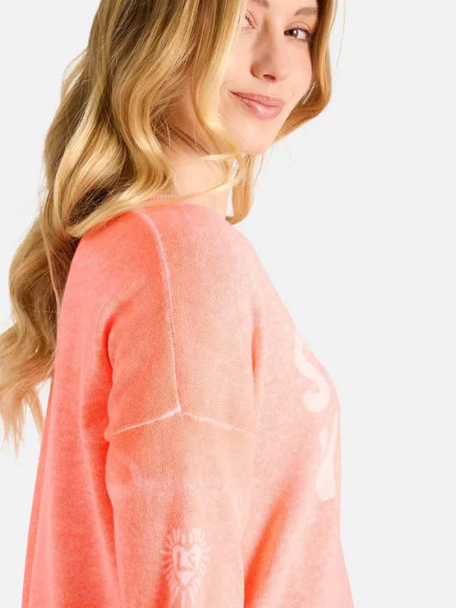 Lieblingsstück AlisaL Kurzarm Pullover Baumwolle Schriftzug