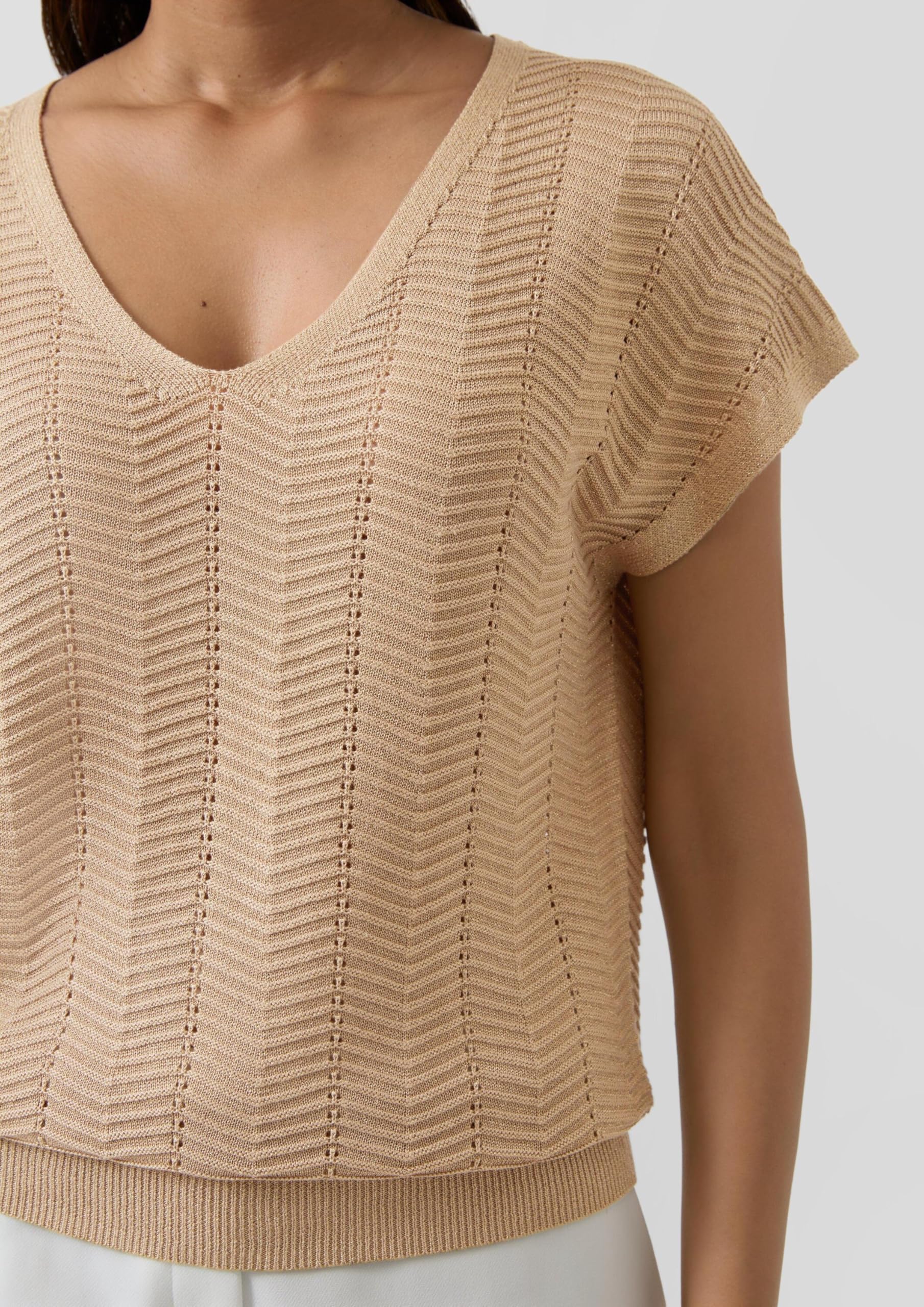 s.Oliver Red Label Feinstrickshirt Metallic-Garn kurzarm L