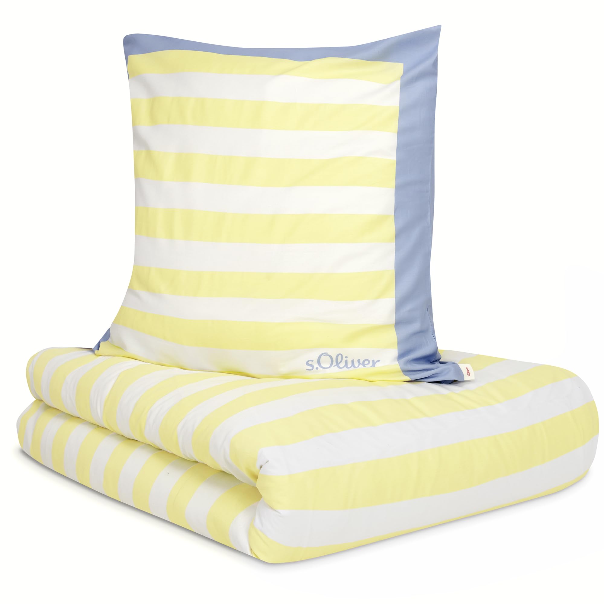 s.Oliver Mako-Satin Bettwäsche 135x200 hellblau Muster
