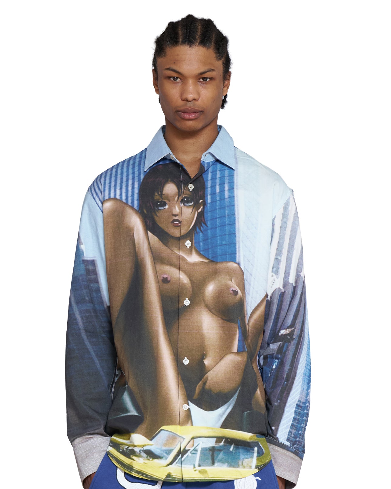 Mowalola Taxi Shirt Hemd Baumwolle Print XS