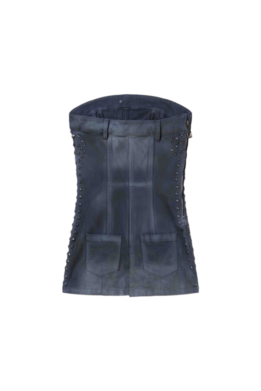 Mowalola Moto Studded Minikleid S schwarz Denim