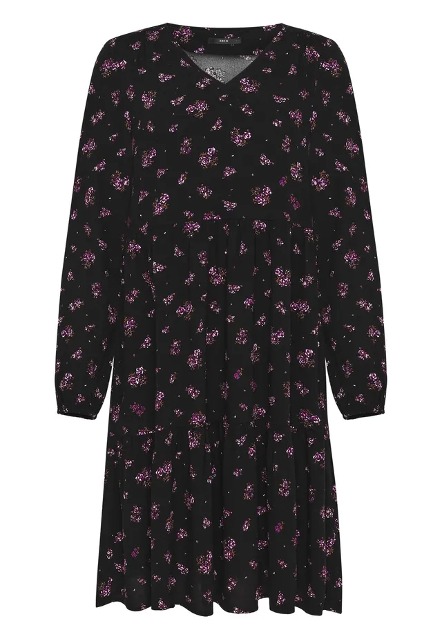 zero Blusenkleid mit Blumen Kleid 40 Black Pink