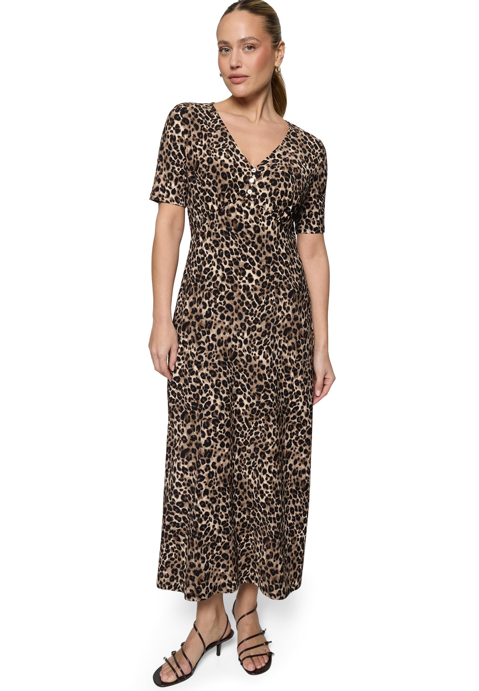 zero Maxikleid Leoprint Gr.40 Kurzarm A-Linie