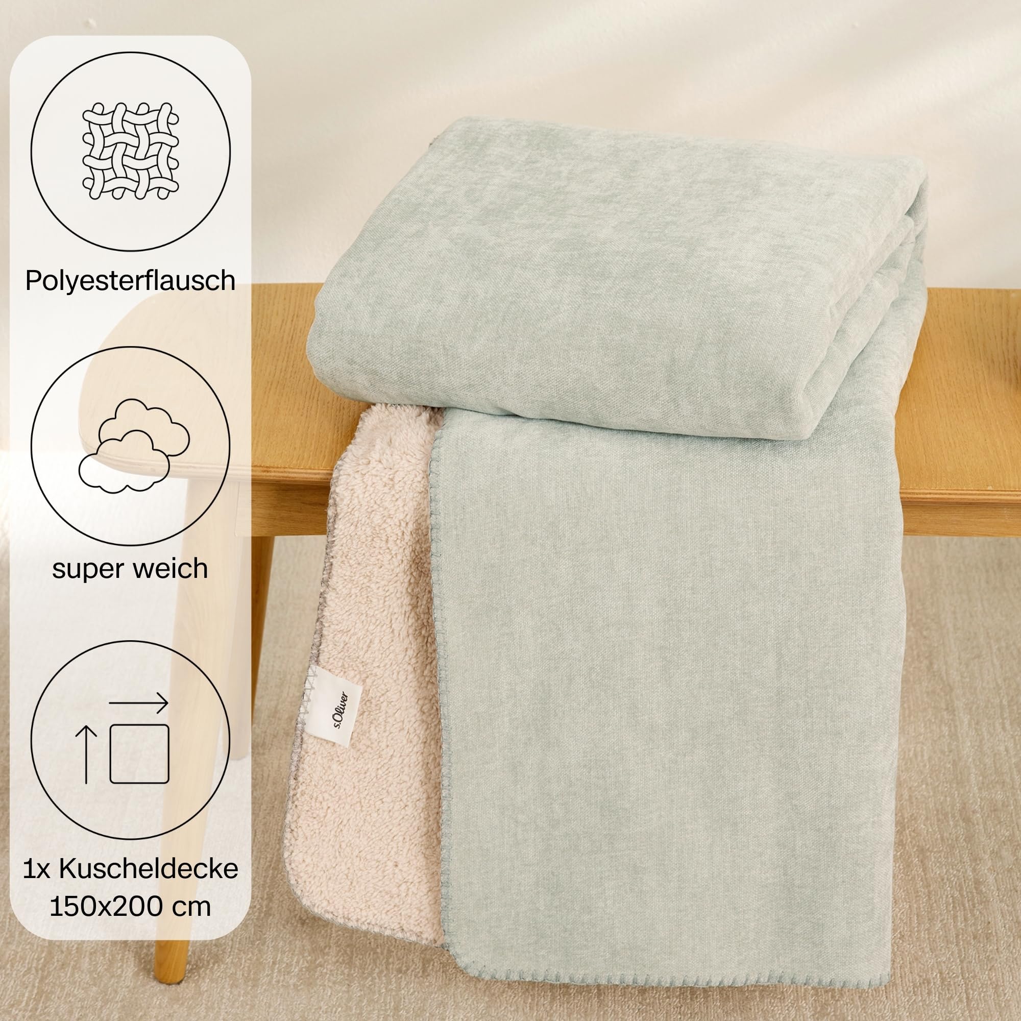 s.Oliver Lounge Decke 150x200 grün Kuscheldecke