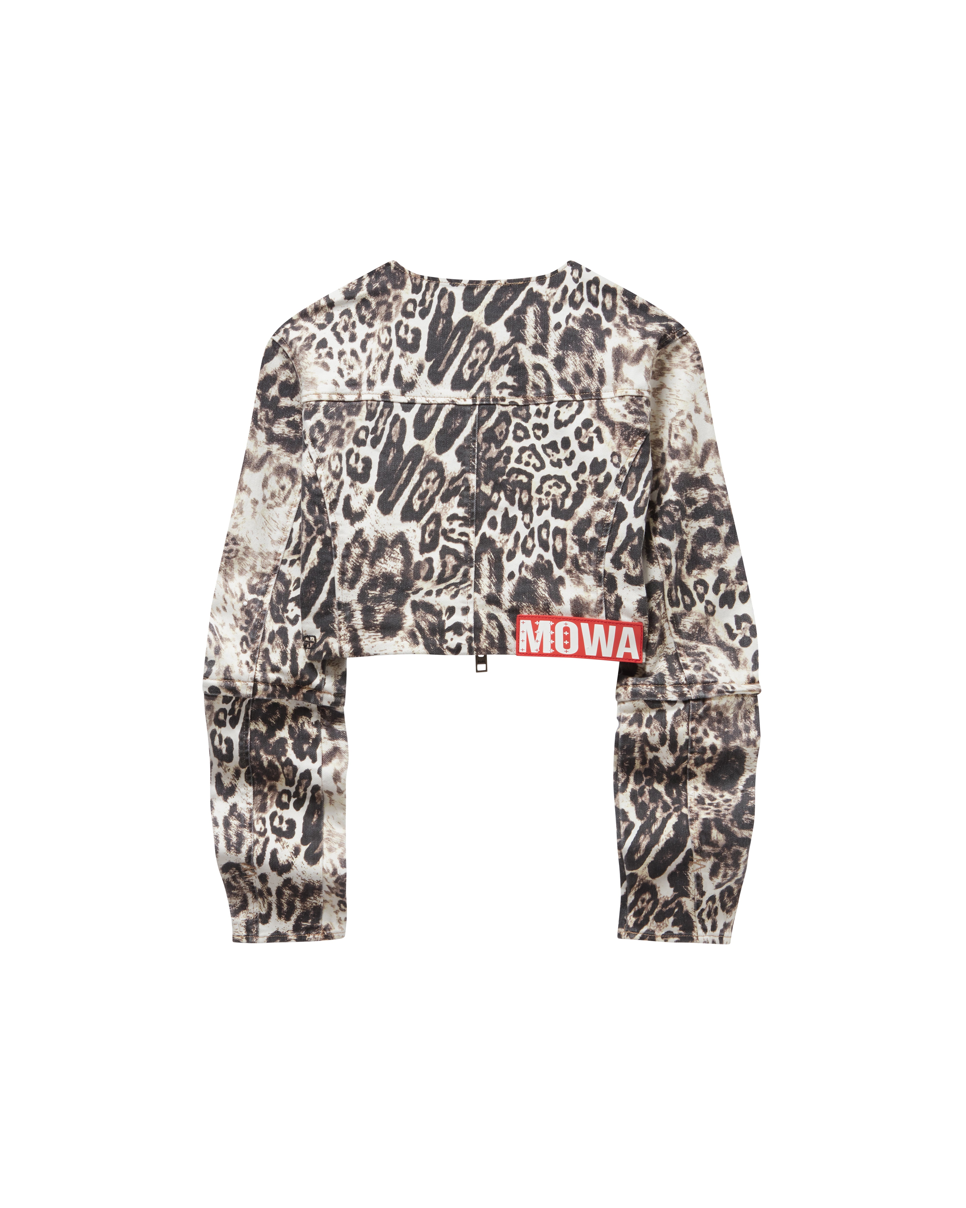 Mowalola Cropped Jacket Cheetah Jeansjacke Stretch