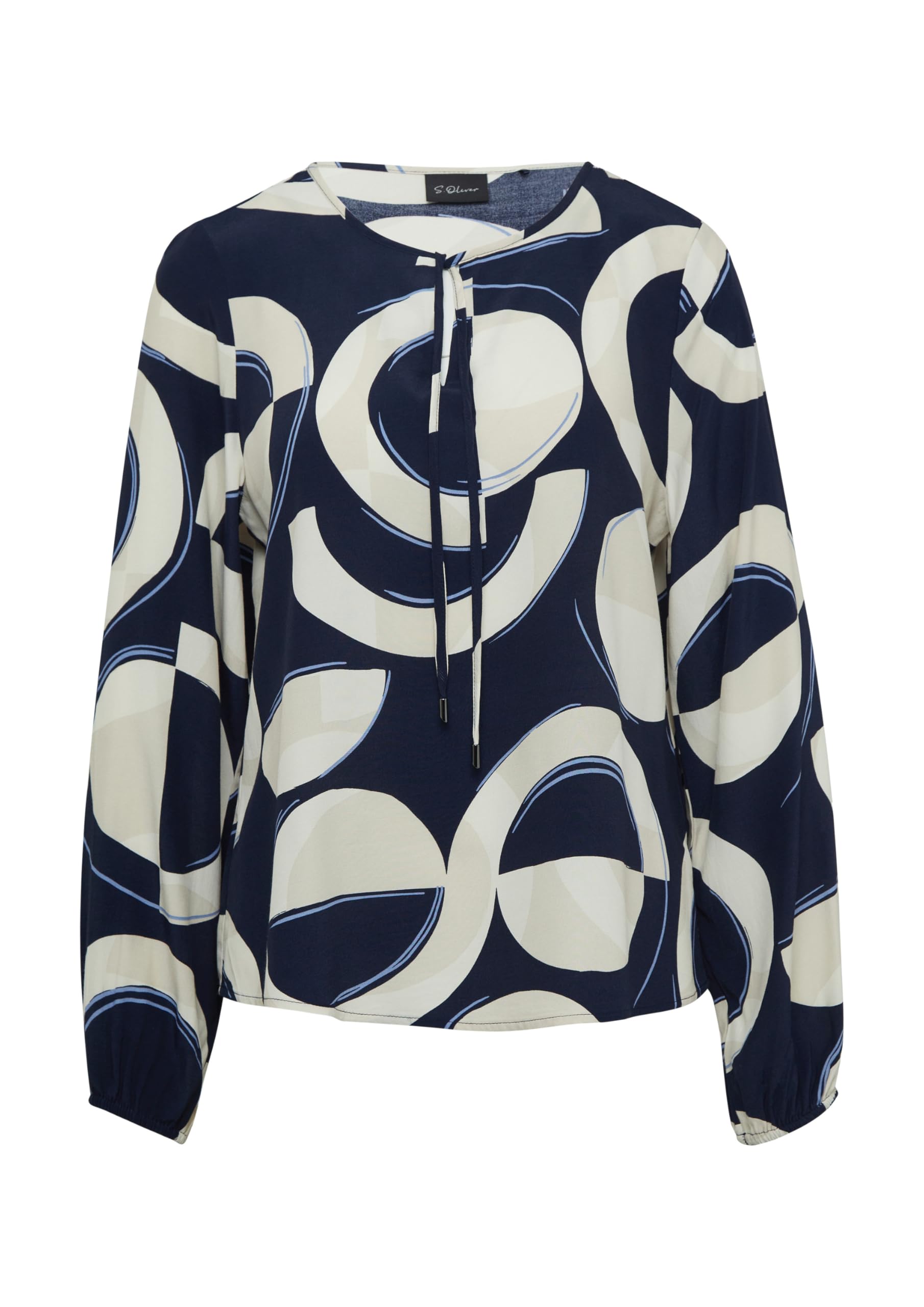 s.Oliver Gemusterte Viskosebluse mit Bindeband Bluse Gr.36 Navy