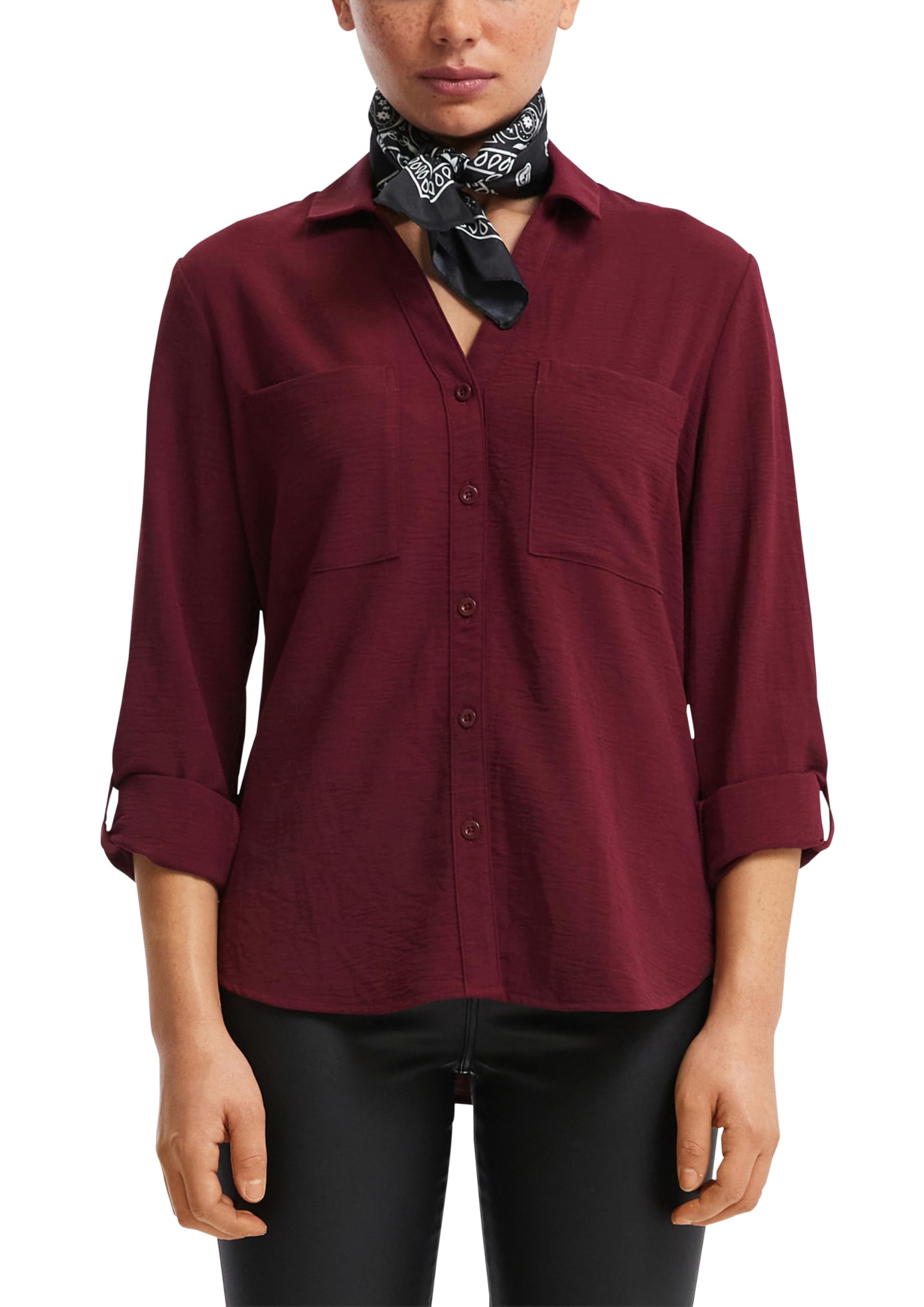 s.Oliver QS Crêpebluse mit Turn-up-Ärmel Bluse Gr. 40 leicht