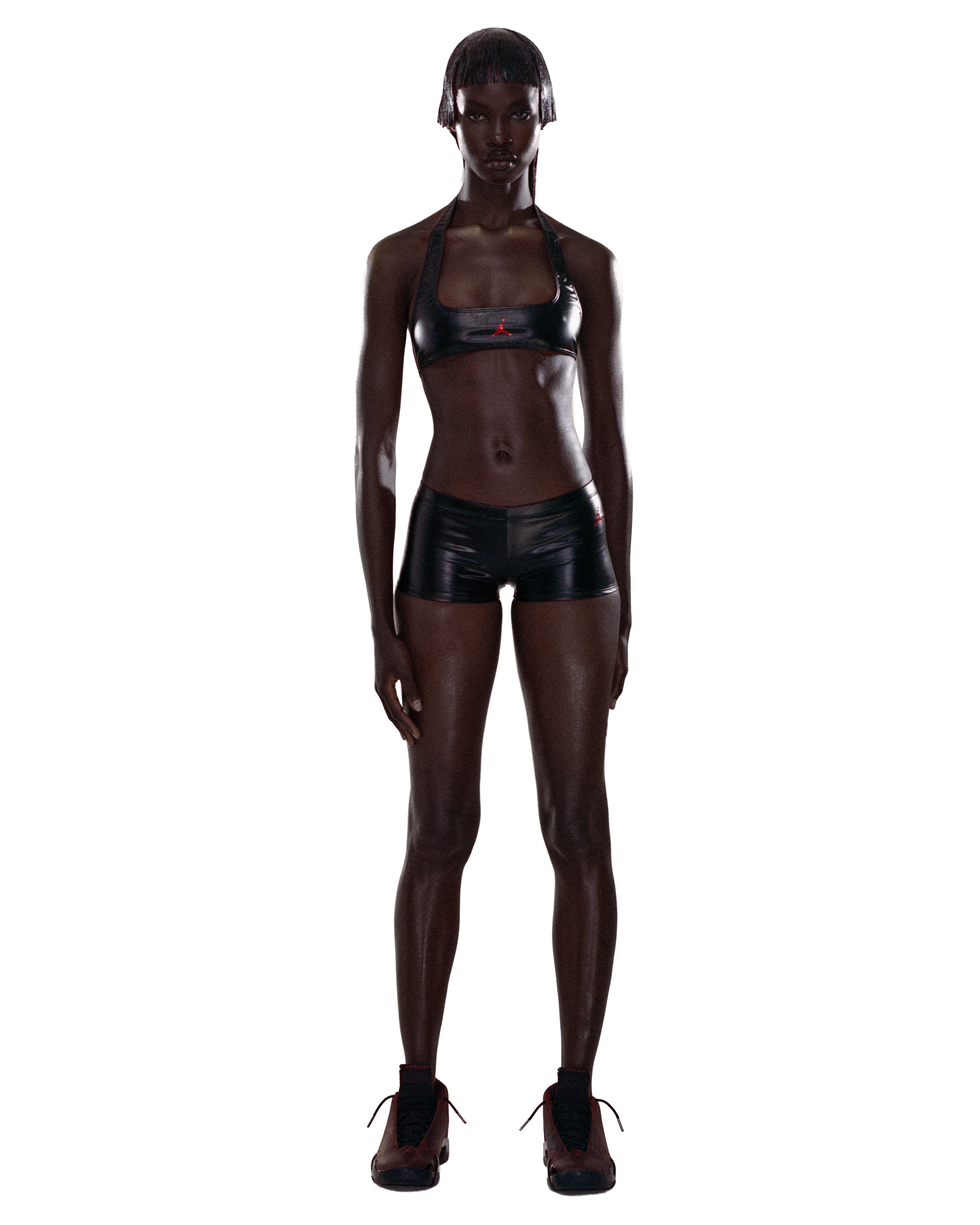 Mowalola Jordan Mini Shorts Minishorts Low-Rise glänzend