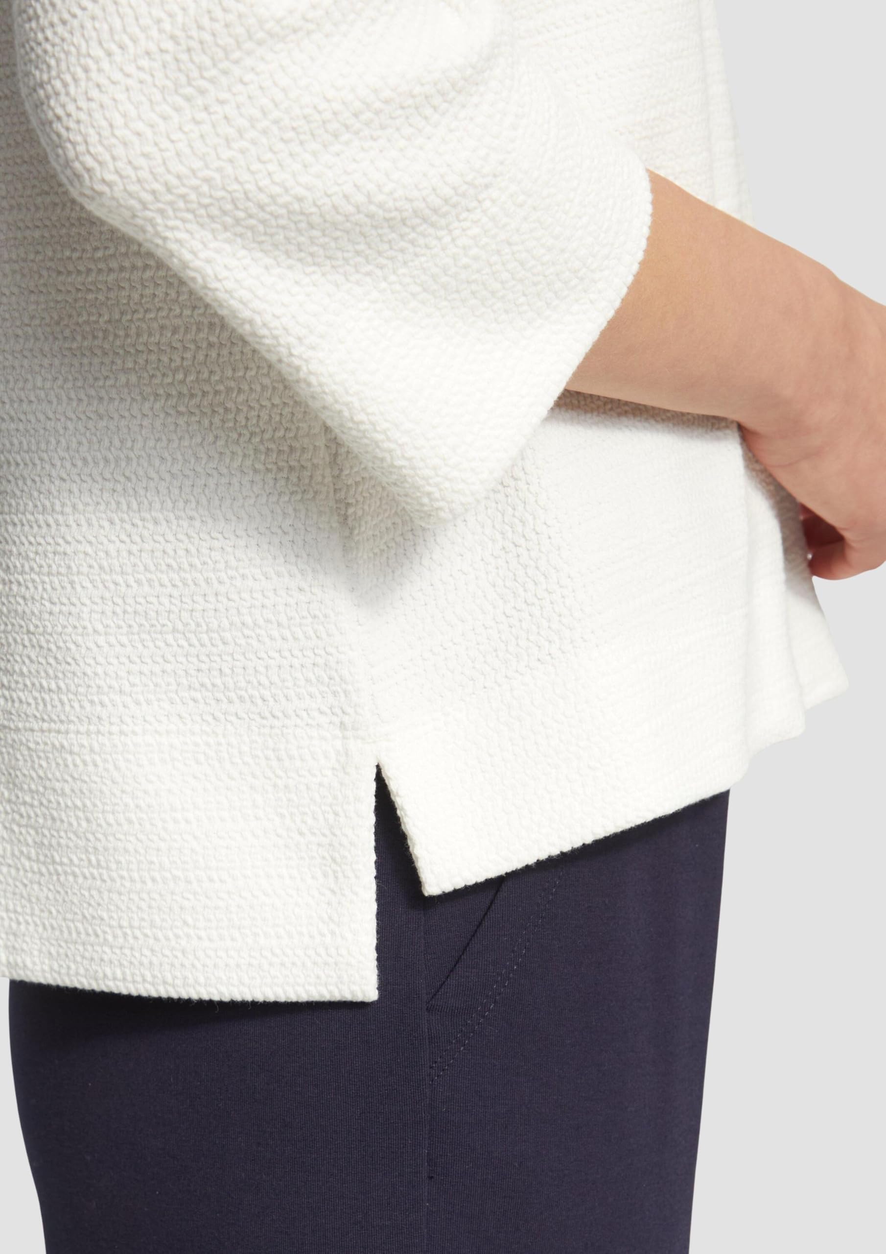 s.Oliver Sweatshirt mit V-Ausschnitt 3/4-Arm Jersey strukturiert