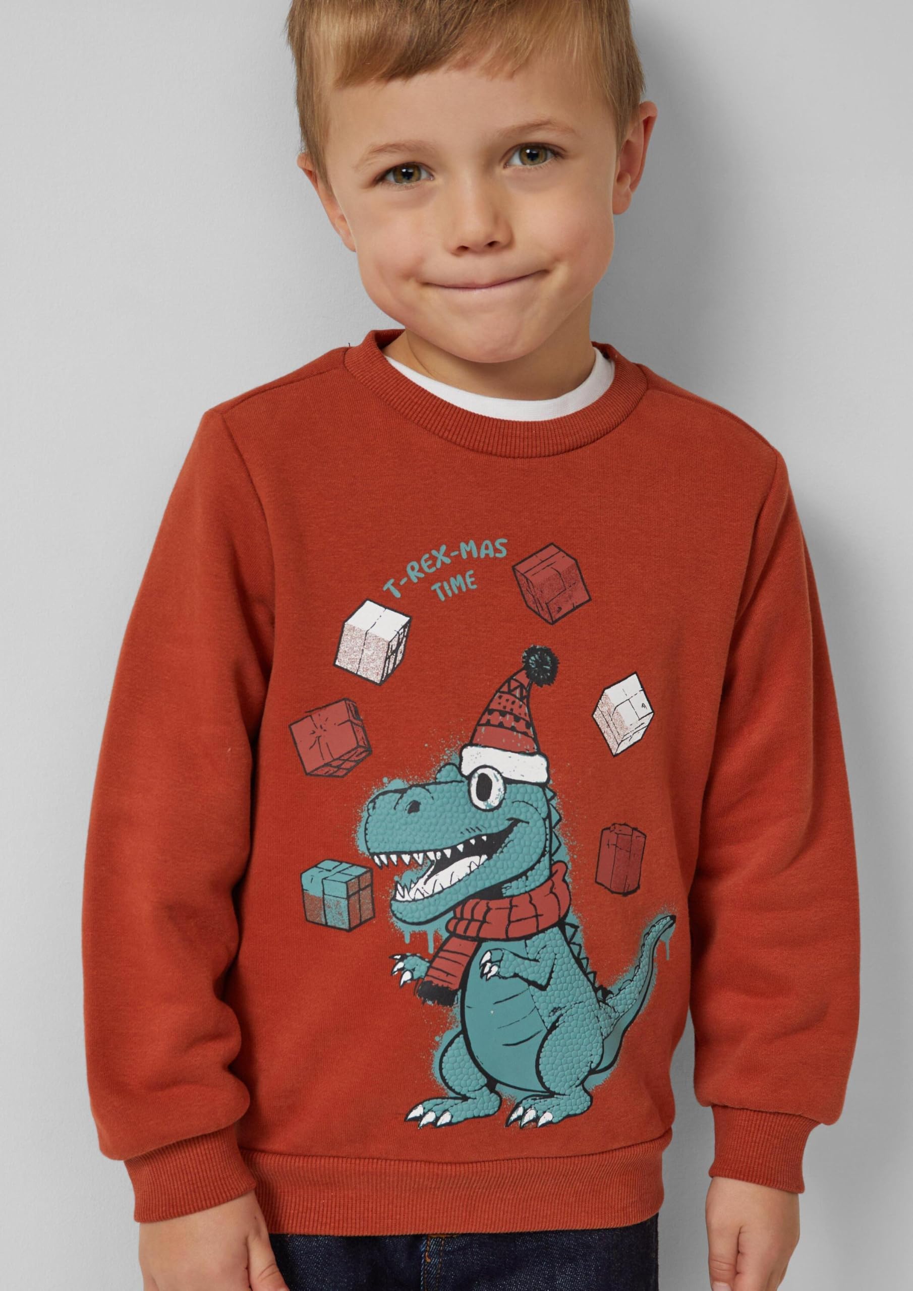 s.Oliver Junior Sweatshirt X-Mas-Frontprint rot 104-110 kuschelig