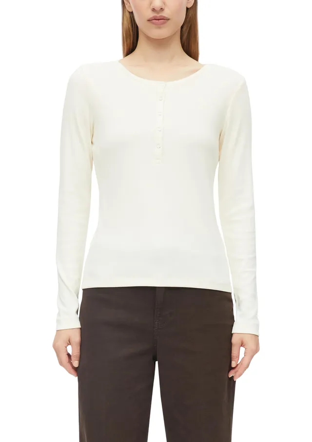 s.Oliver RED LABEL Ripp-Langarmshirt Slim Fit Knopfleiste