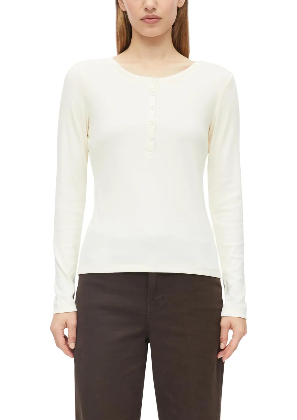 s.Oliver RED LABEL Ripp-Langarmshirt Slim Fit Knopfleiste