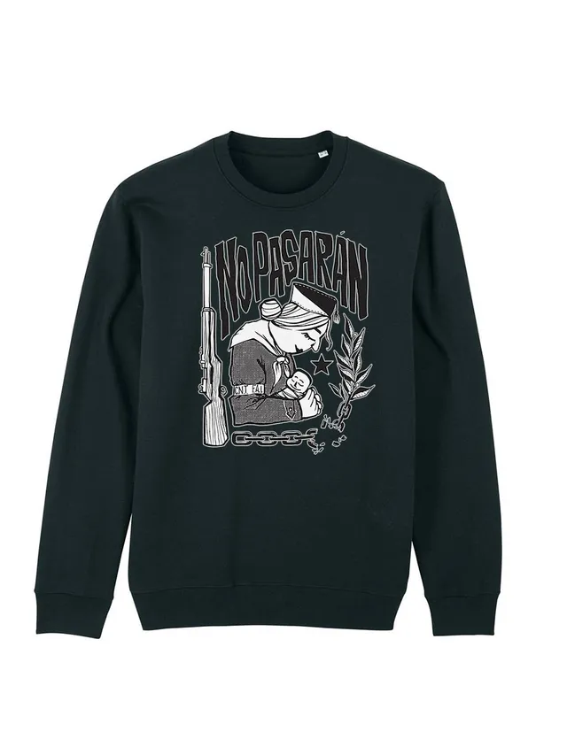 dna merch No Pasarán Spanische Revolution Sweatshirt Schwarz
