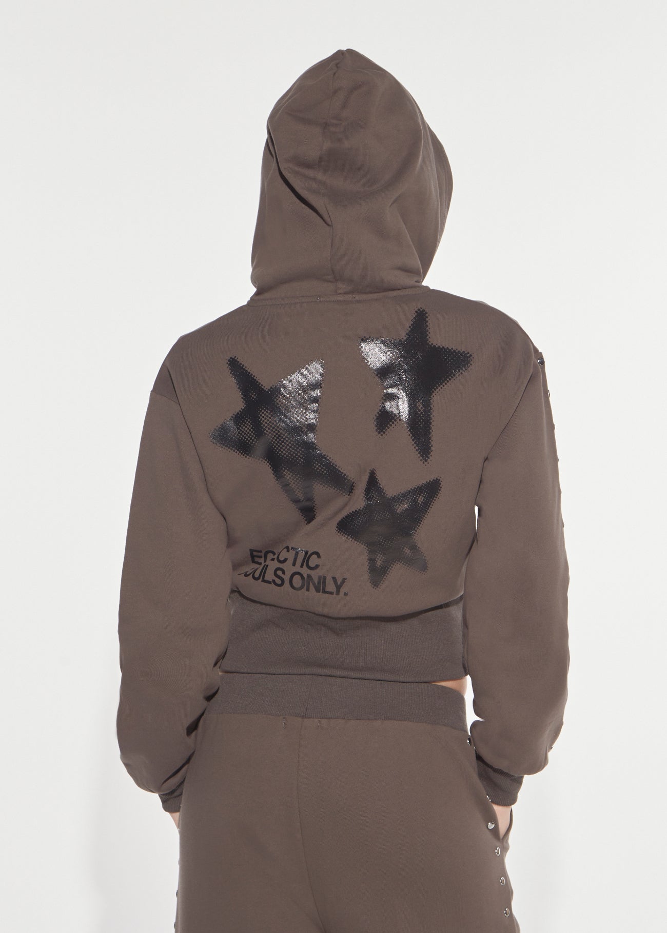 Denny Rose Eclectic Hoodie Army Grey aus Baumwolle mit Nieten