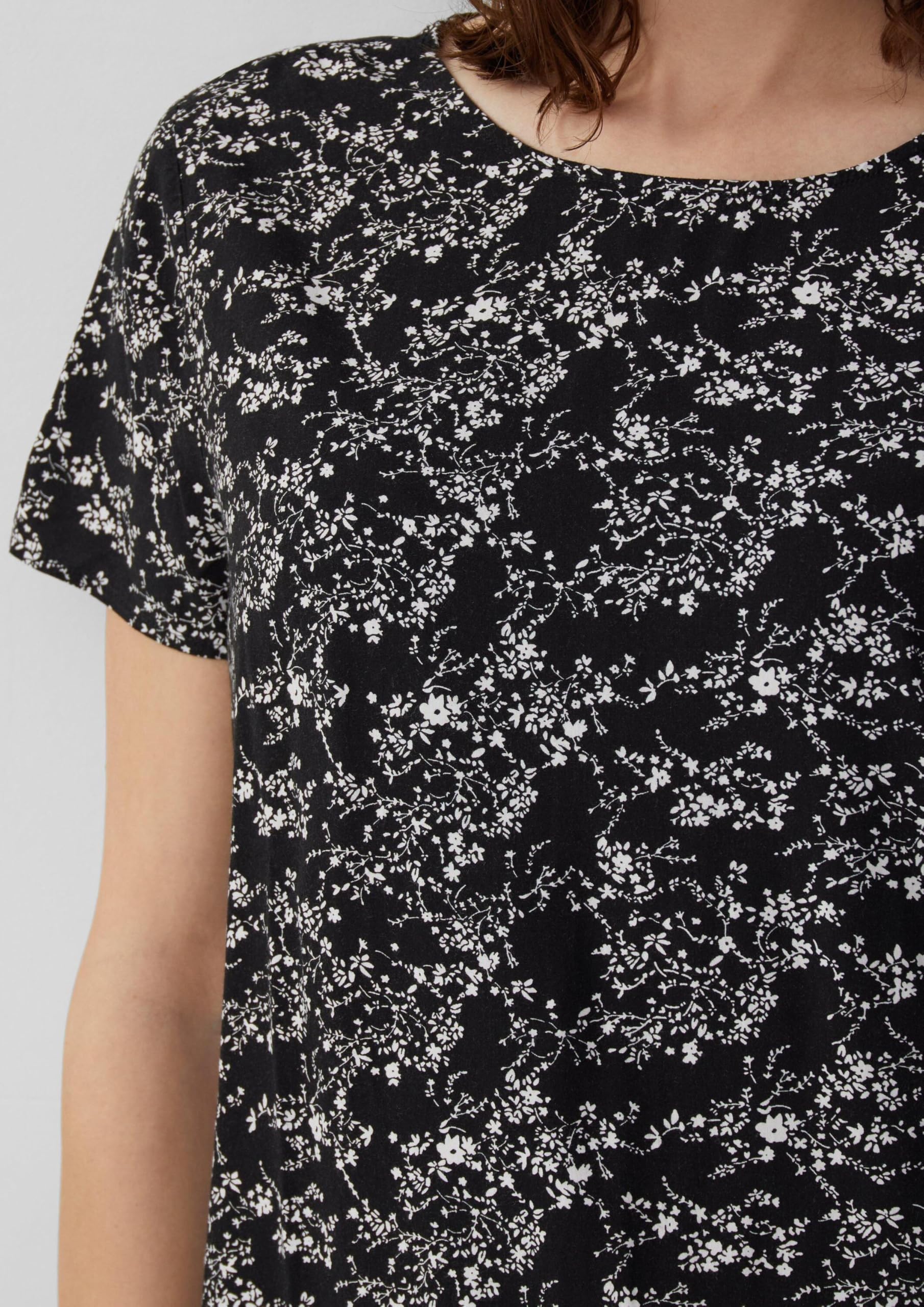 s.Oliver QS Kurzarmbluse Shirt Schwarz 38 Viskose