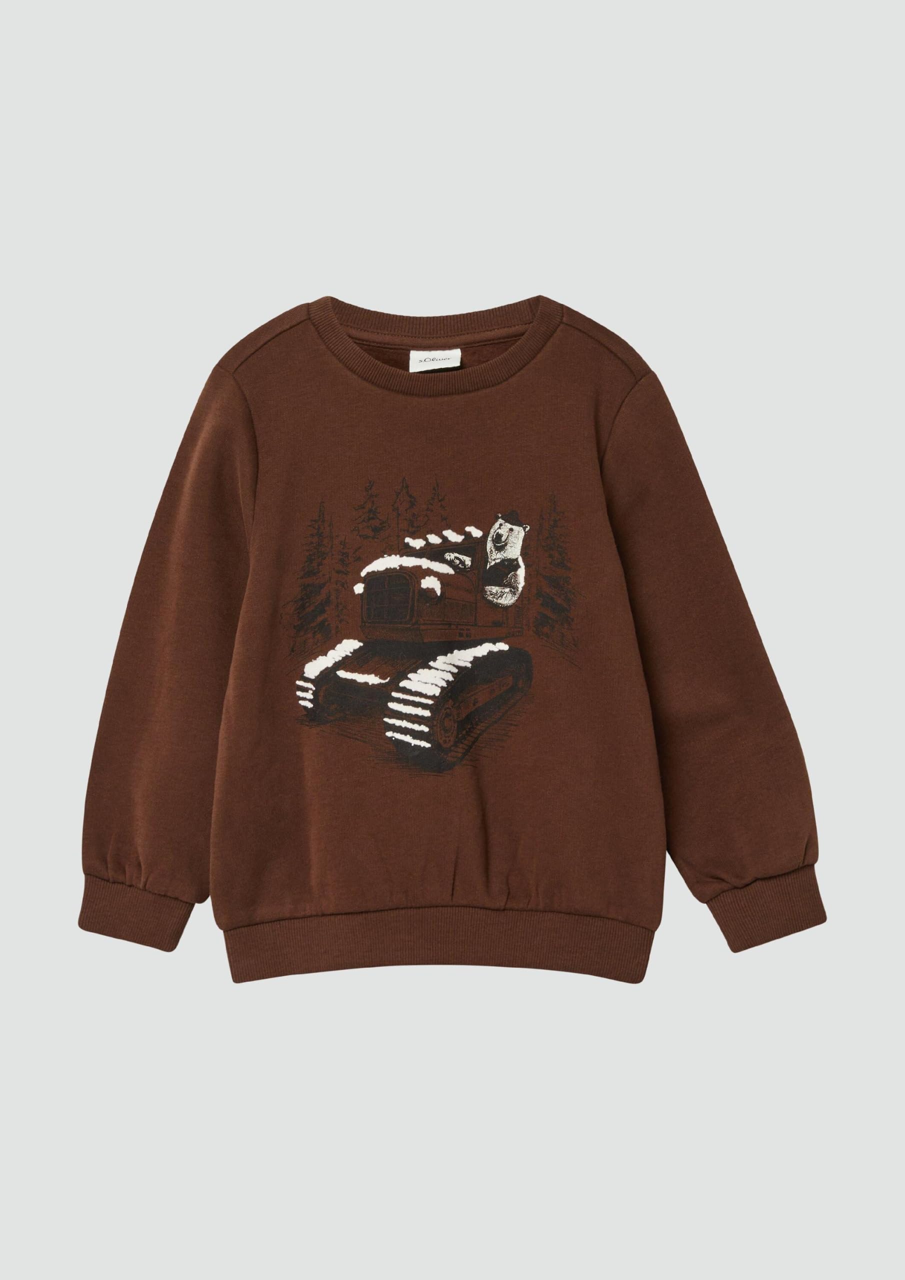 s.Oliver Junior Sweatshirt Frontprint 128-134 kuschelig braun