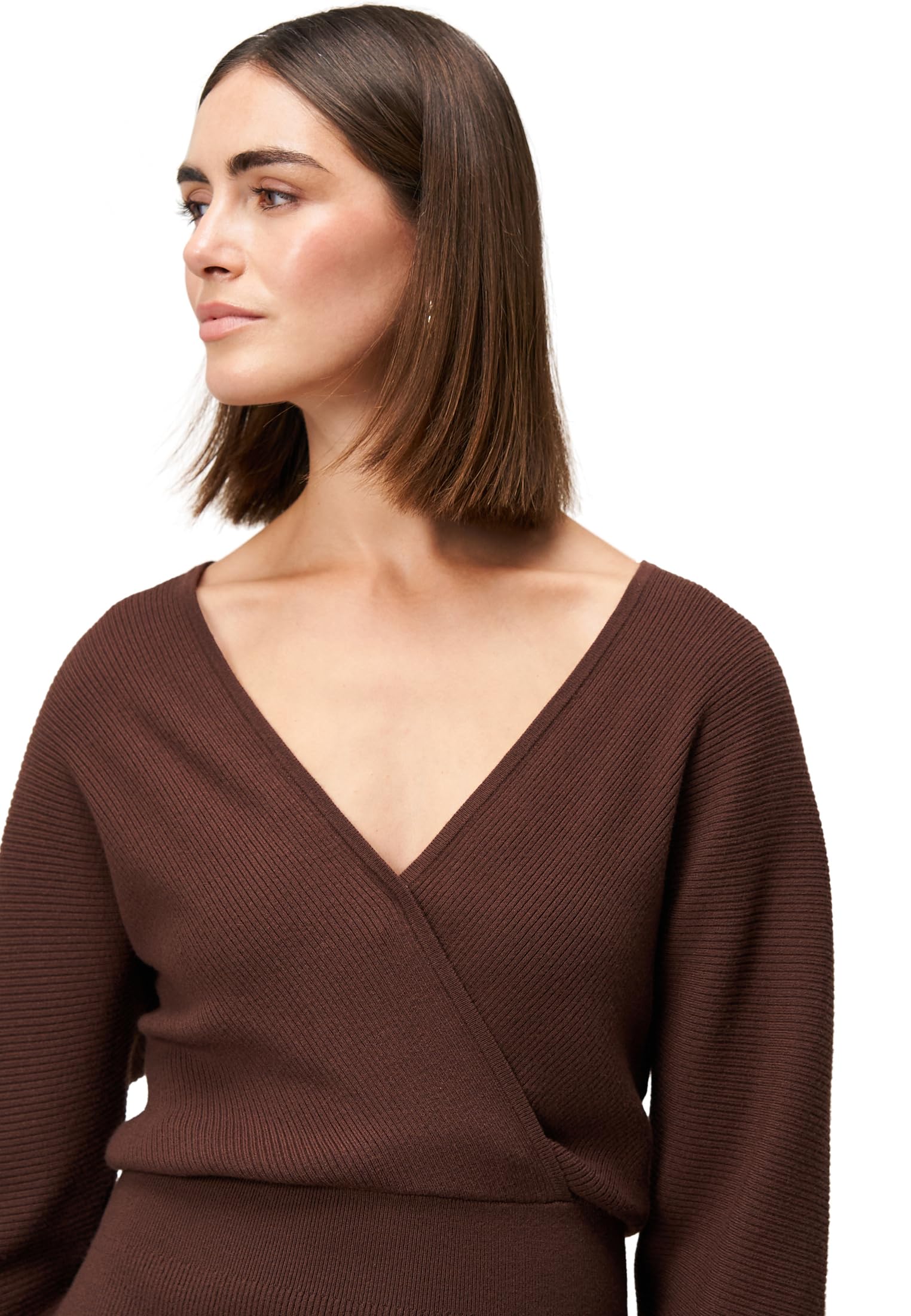 zero Strickkleid Wickeloptik Gr. 40 Chicory Coffee