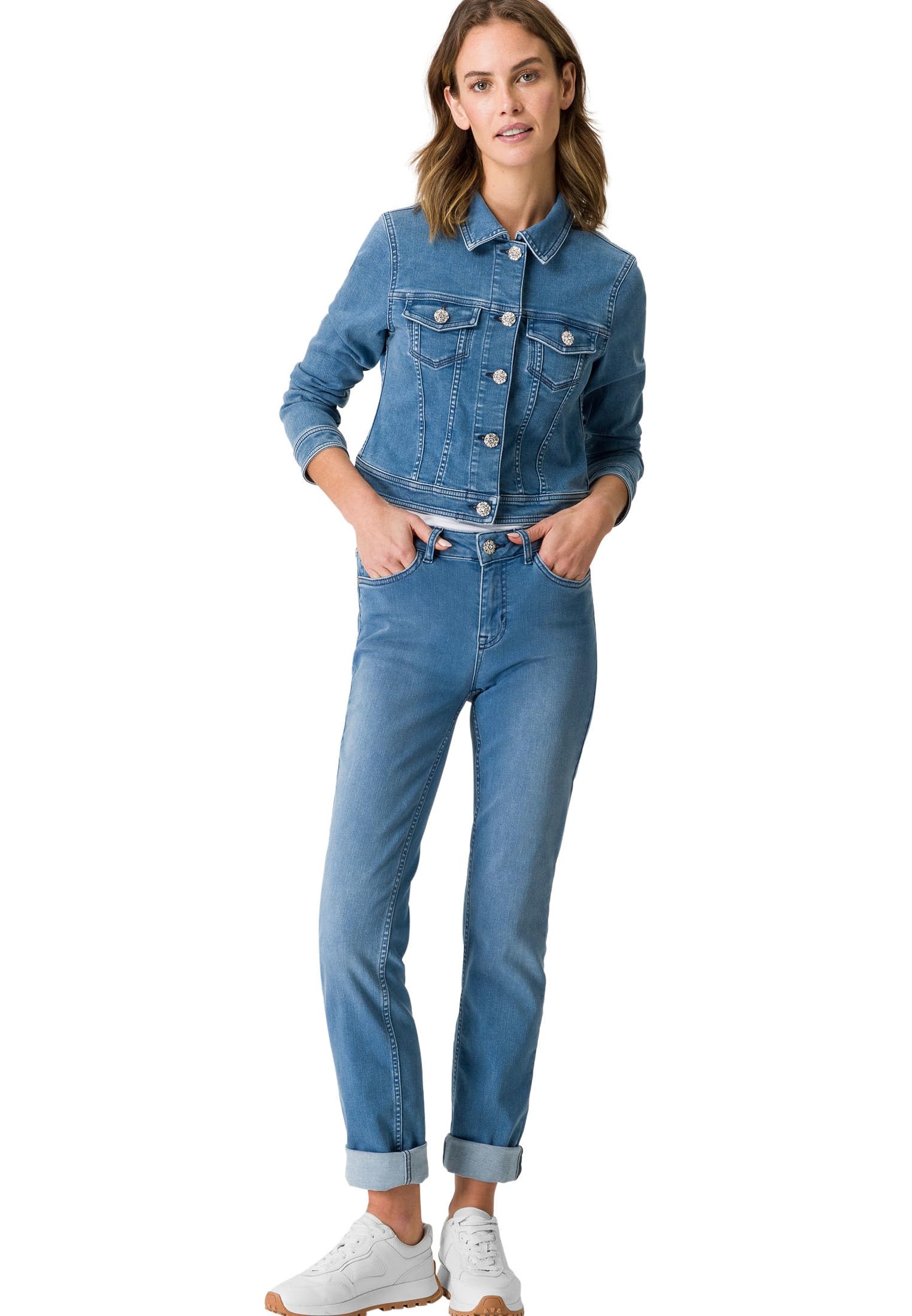 zero Jeansjacke mit Glitzerknöpfen Jacke Light Blue Denim 34