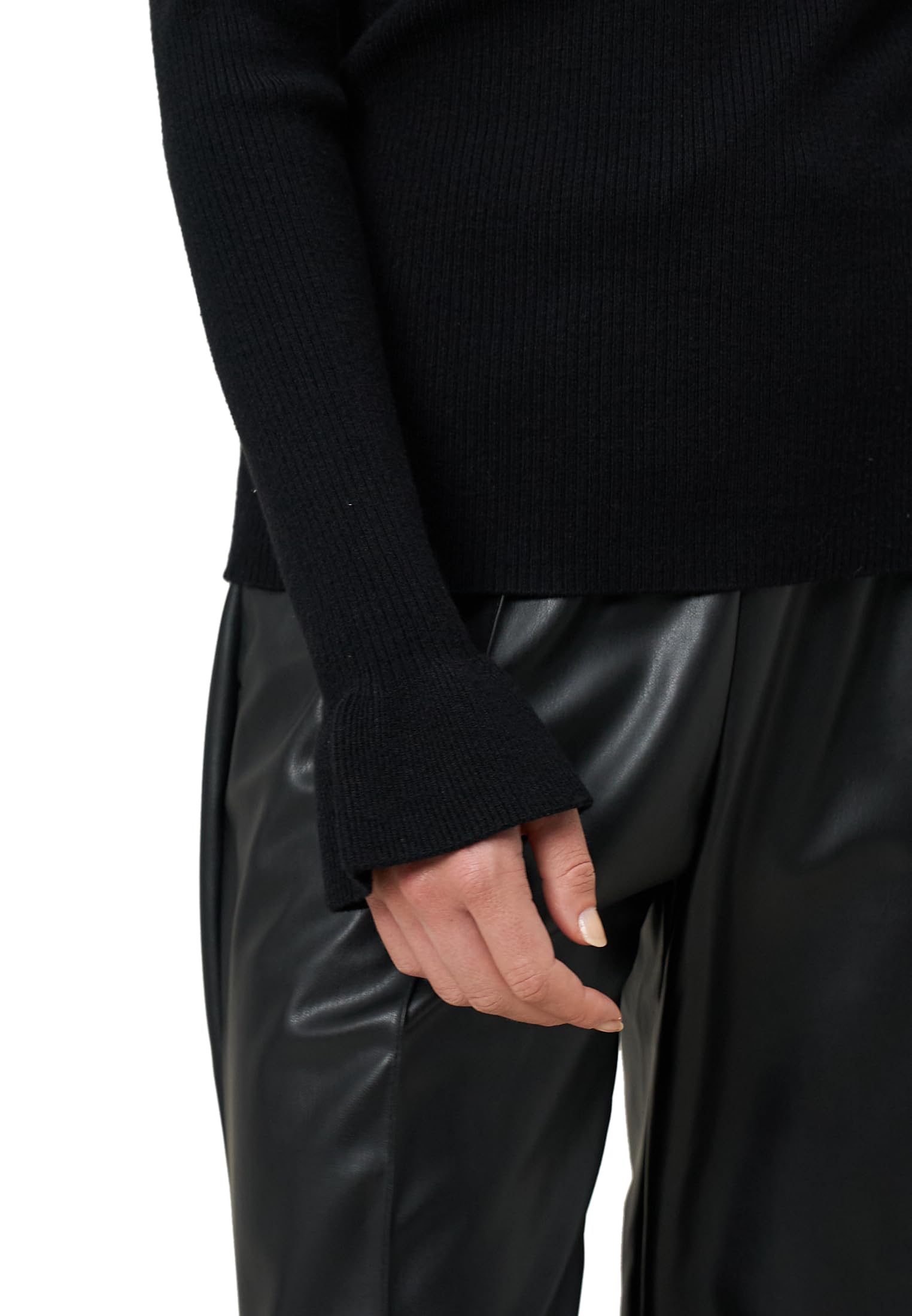 zero Pullover Volantärmel Gr.40 Black Beauty elegant