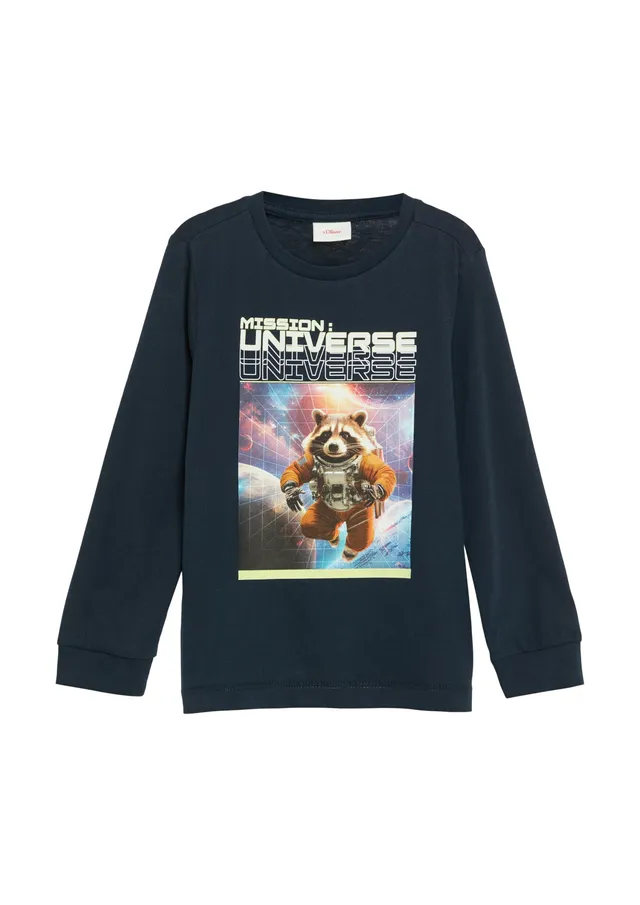 s.Oliver Junior Langarmshirt 2156653 Frontprint ecru 92-98