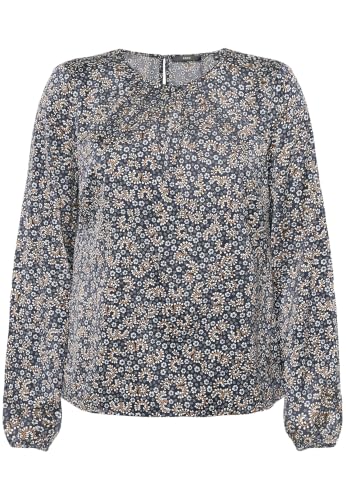 zero Satinbluse mit Druck Damen Dark Bluecream Gr. 40 glänzend