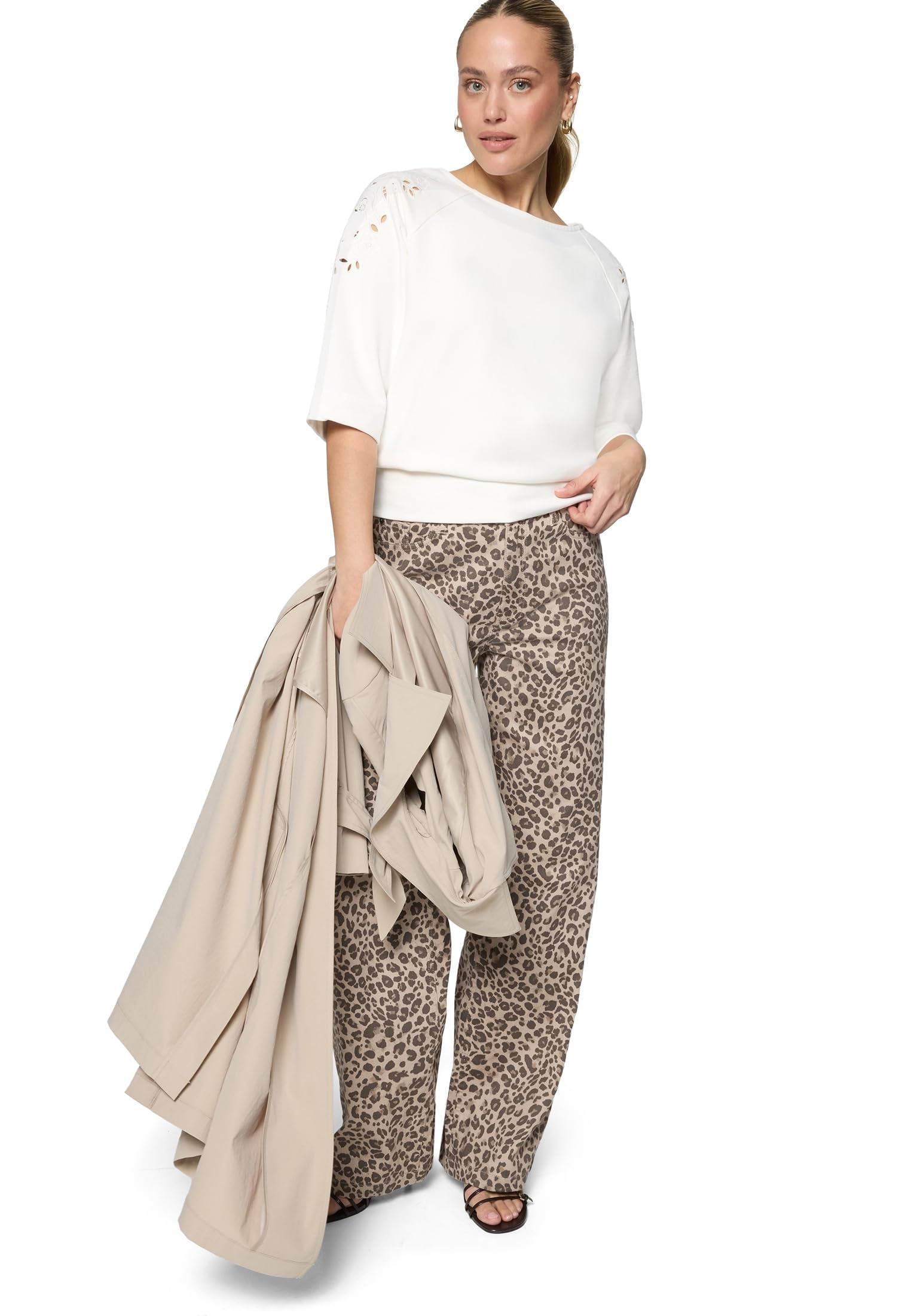 zero Sweatshirt mit Lochmuster Gr.38 Patch Cream