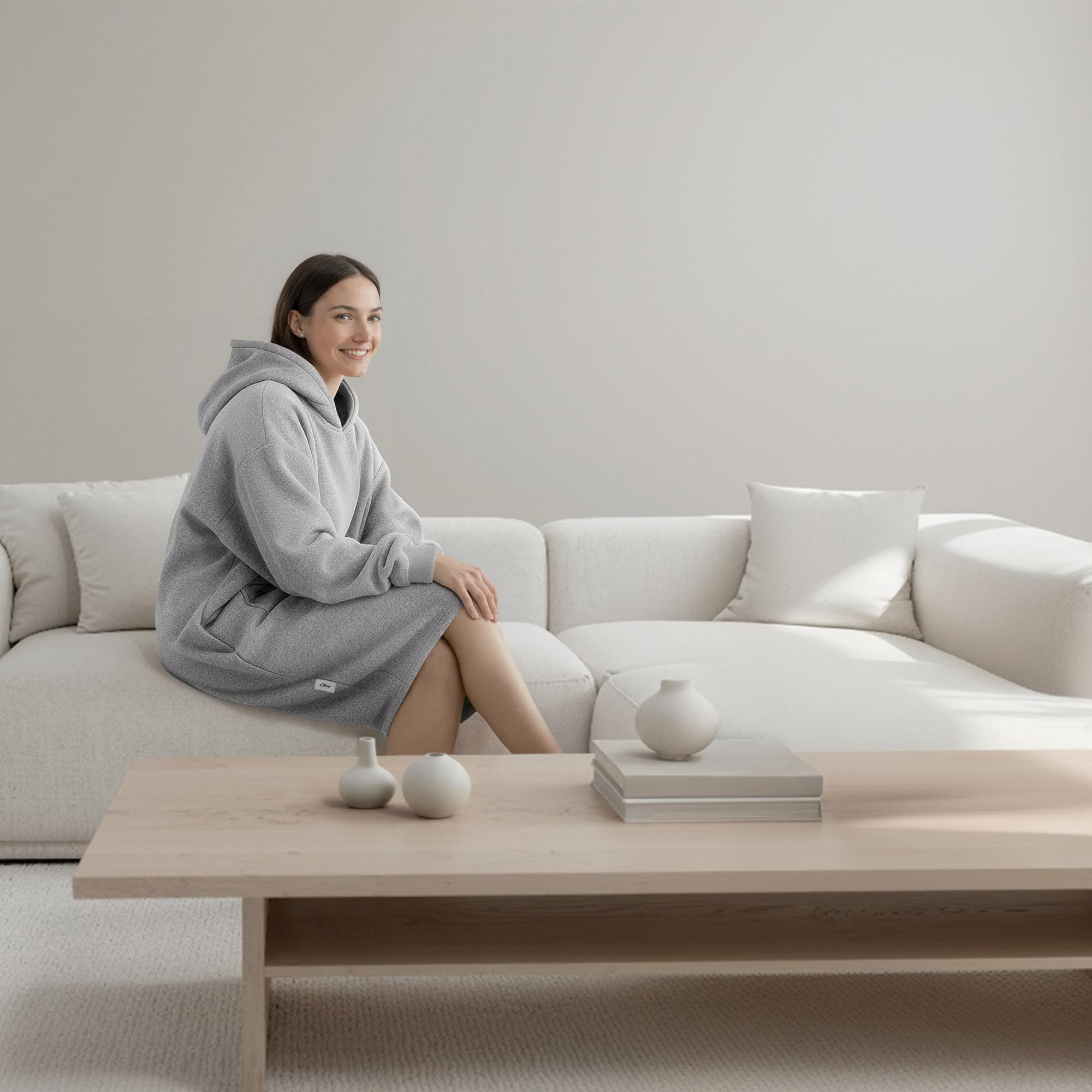 s.Oliver Lounge Hoodie Polyesterflausch grau Einheitsgröße