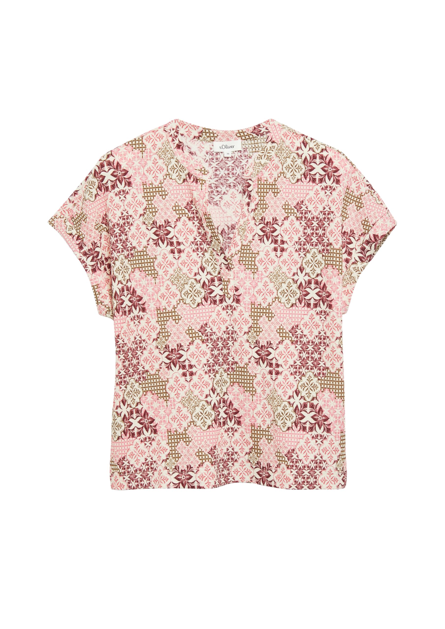 s.Oliver Red Label T-Shirt Relaxed V-Ausschnitt bordeaux