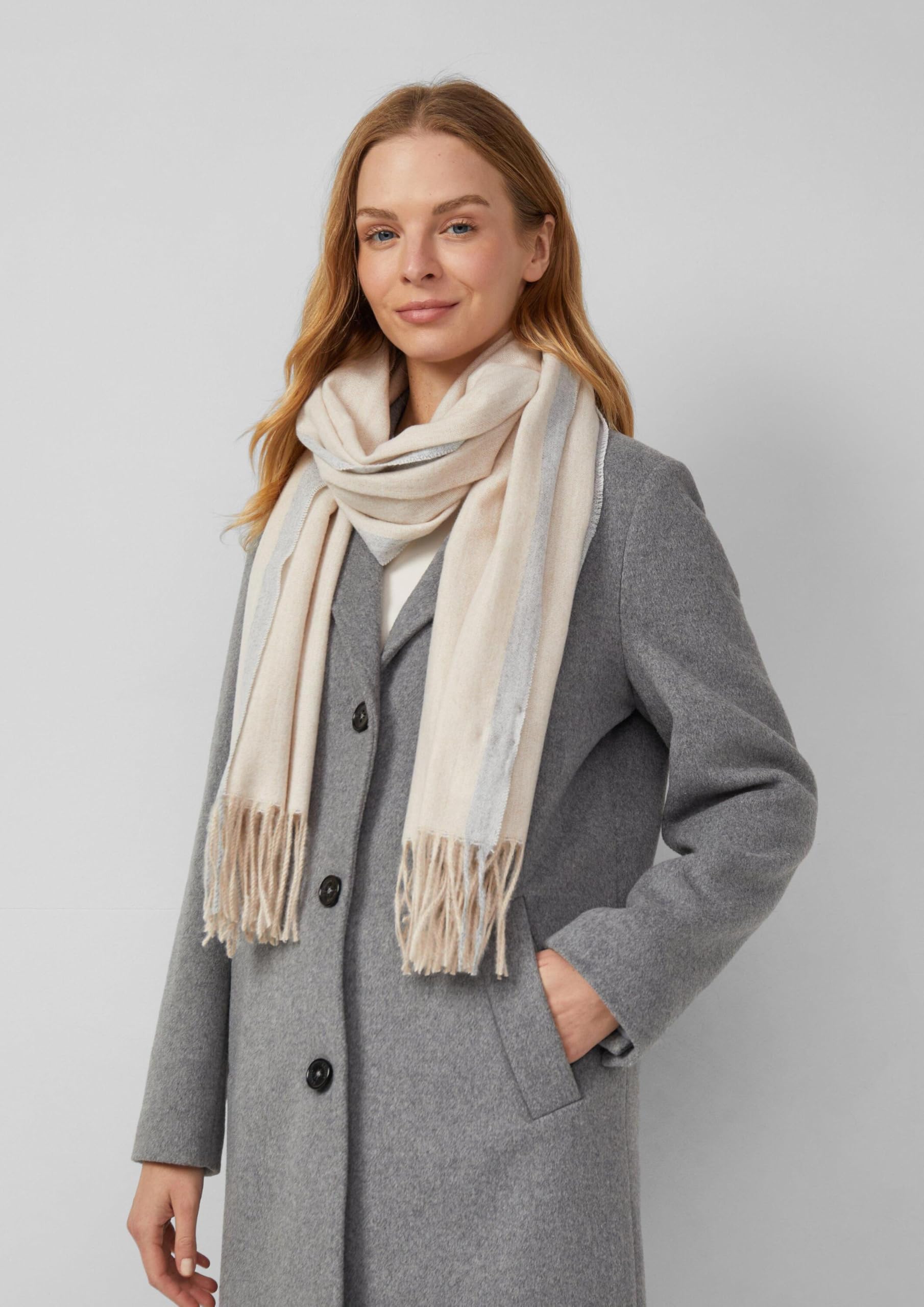s.Oliver Junior Schal Fransen Colour-Blocking beige