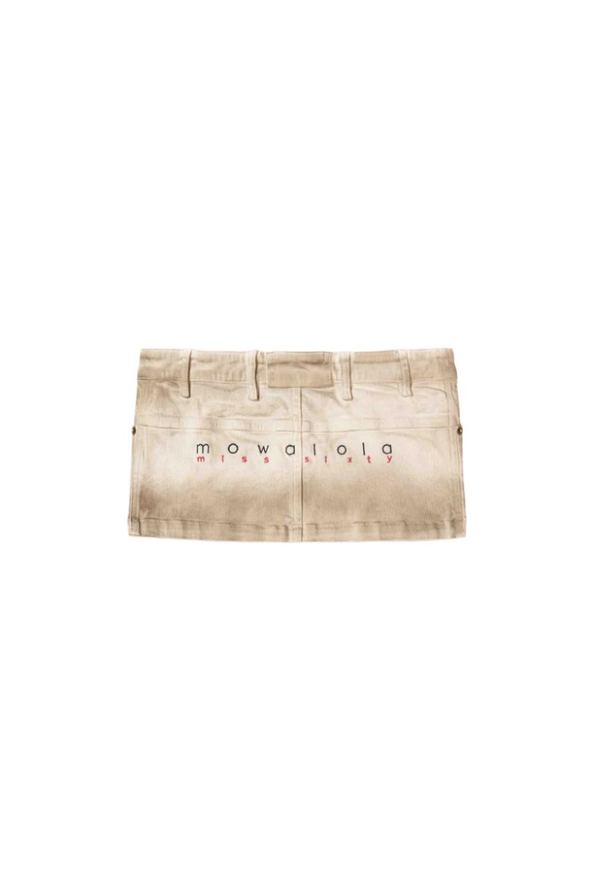 Mowalola Moto Skirt Dirty White Minirock Weiß Baumwolle