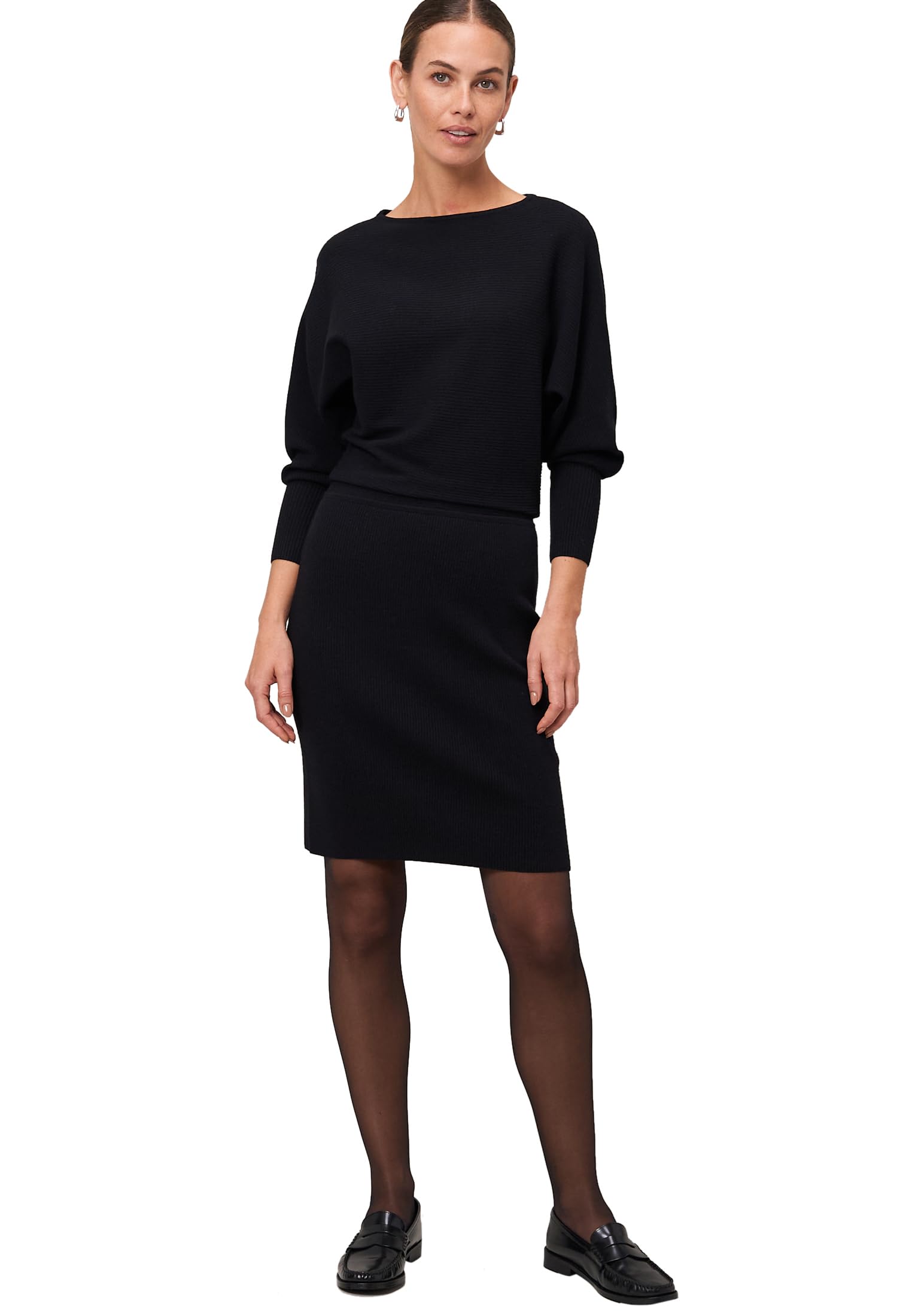zero Strickkleid U-Boot-Ausschnitt 40 Black Beauty midi