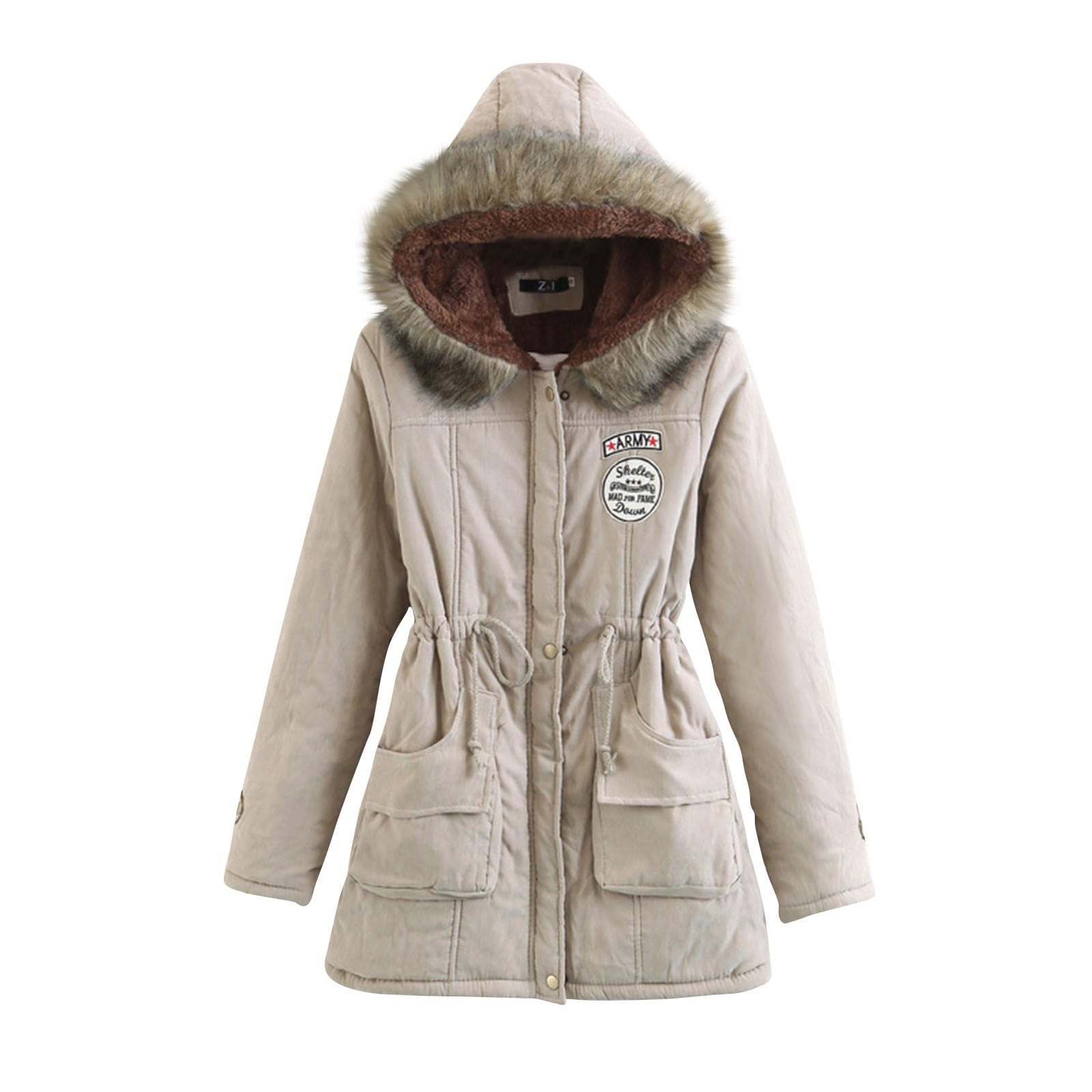 Singular Wintermantel Damen Parka mit Kapuze Teddyfleece gefüttert