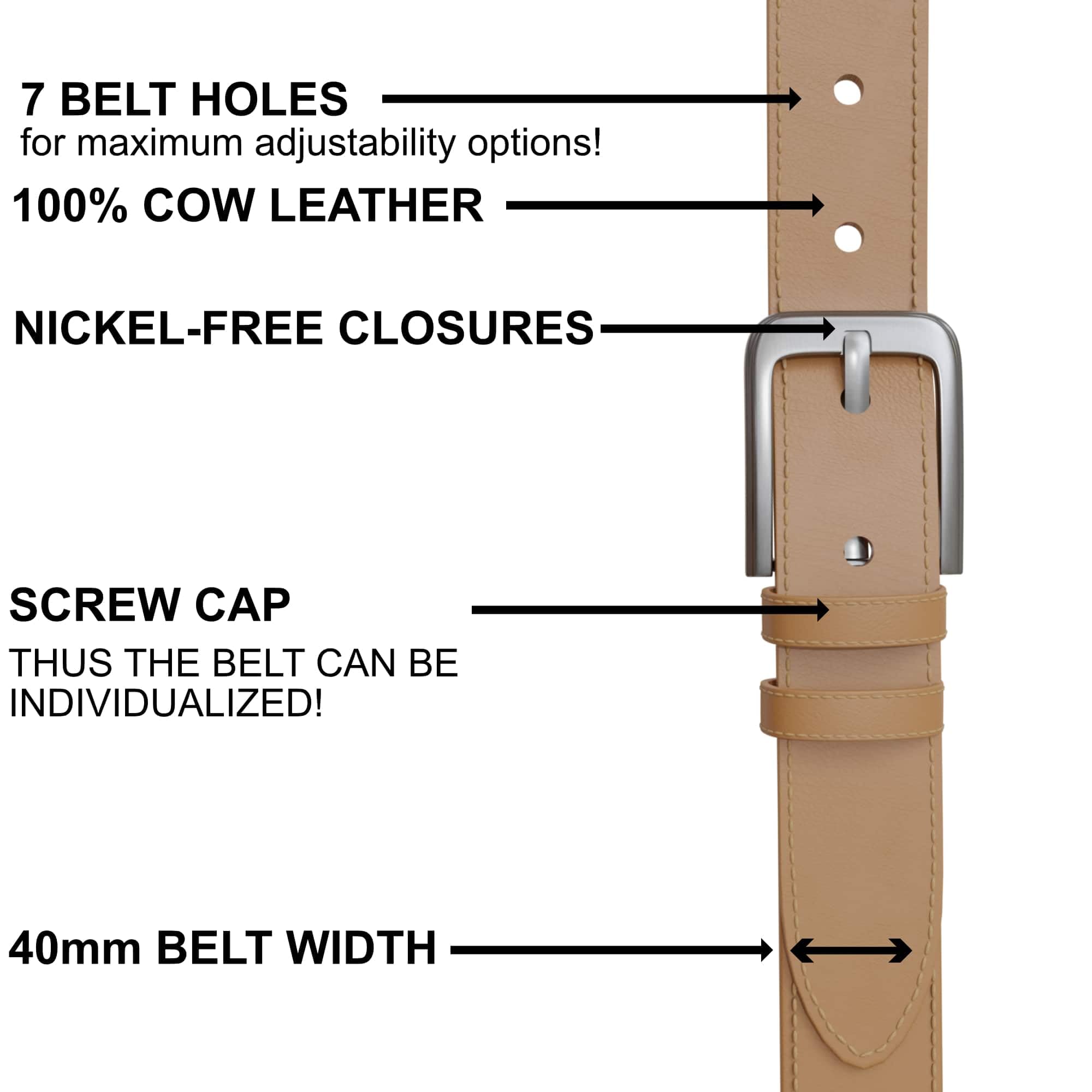 BEZLIT Herren Ledergürtel Echtleder 4 cm Cognac kürzbar