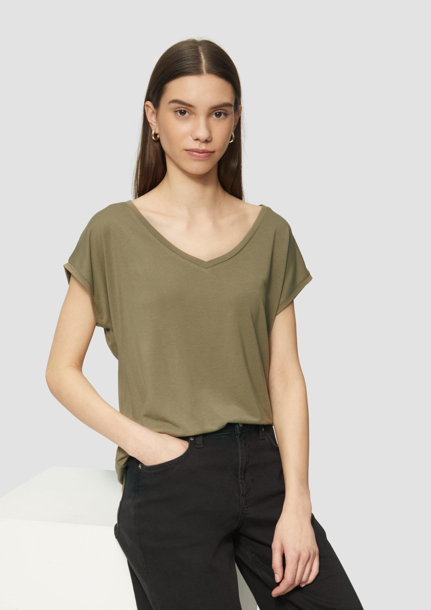 s.Oliver QS T-Shirt Modalmix locker geschnitten
