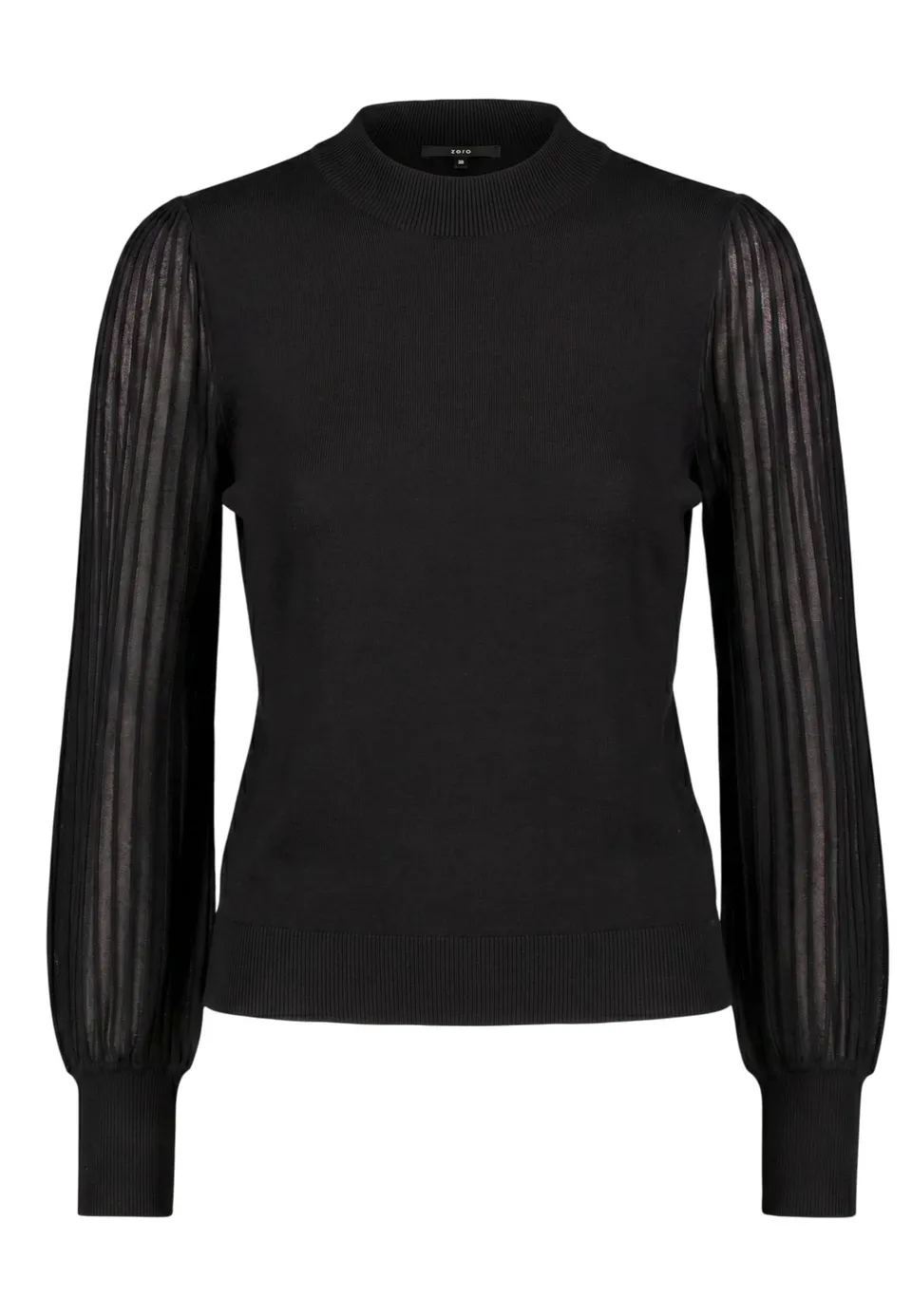 zero Feinstrickpullover Spitzenärmel 36 Black Beauty figurbetont