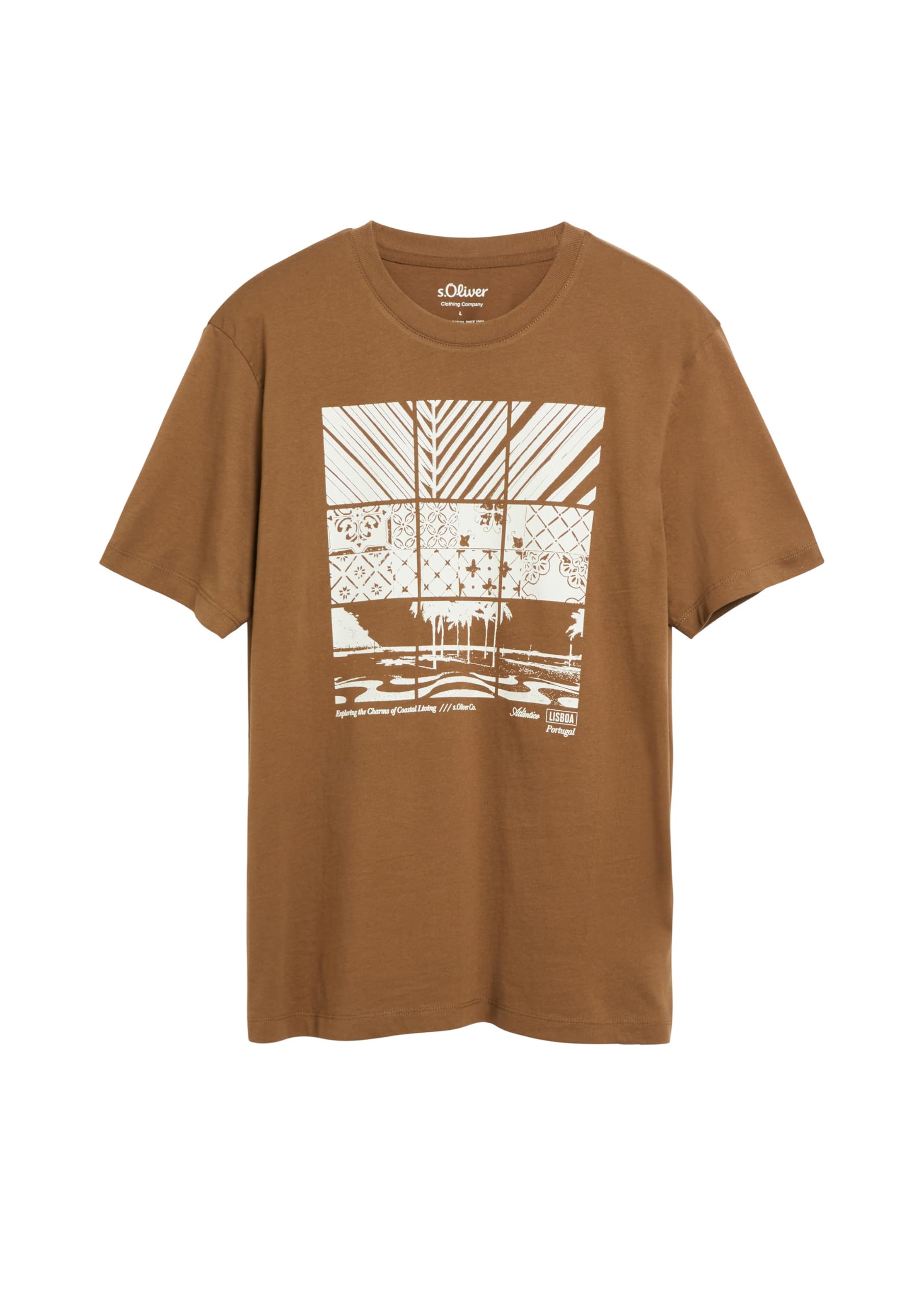 s.Oliver Junior T-Shirt Herren Braun Regular Fit Frontprint
