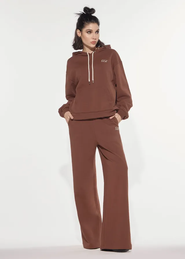 Denny Rose Eclectic Hoodie Baumwolle Nieten Braun